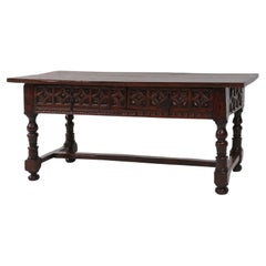 Impressive hand carved console table in oak, Spain, ca. 1550