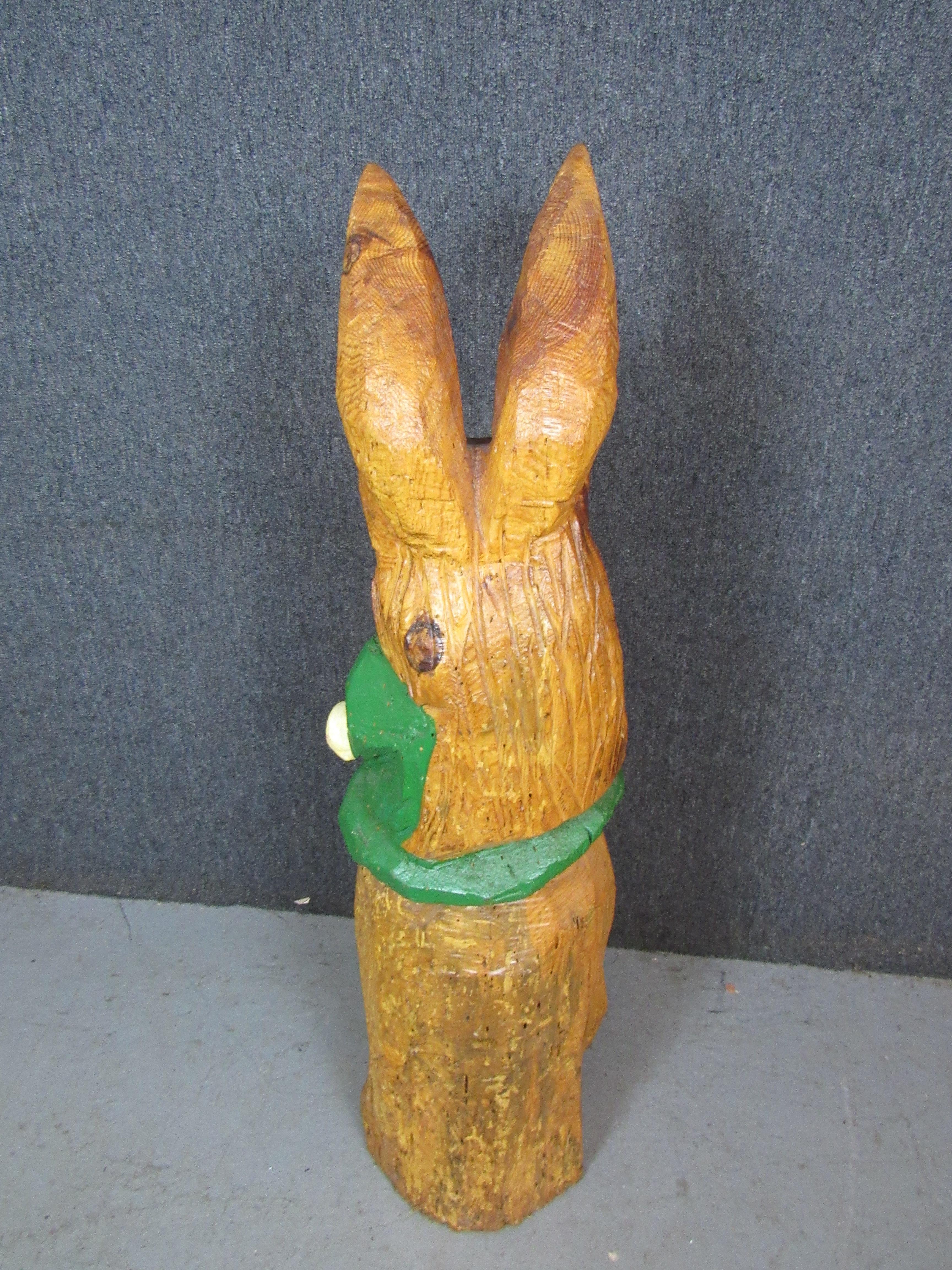 Hand-Carved Hand Carved Gnome + Deer Woodland Totem  For Sale