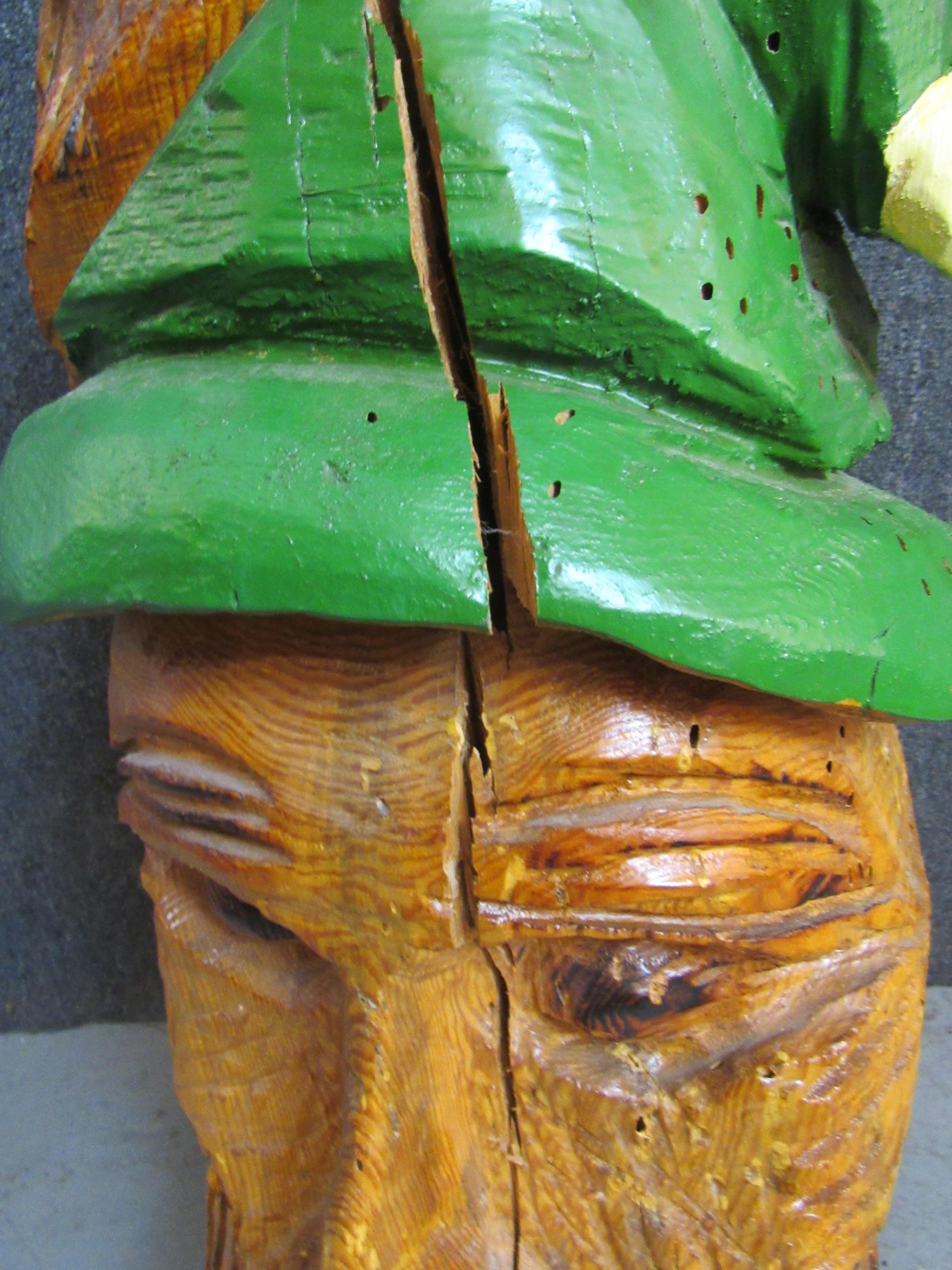 Hand Carved Gnome + Deer Woodland Totem  For Sale 1