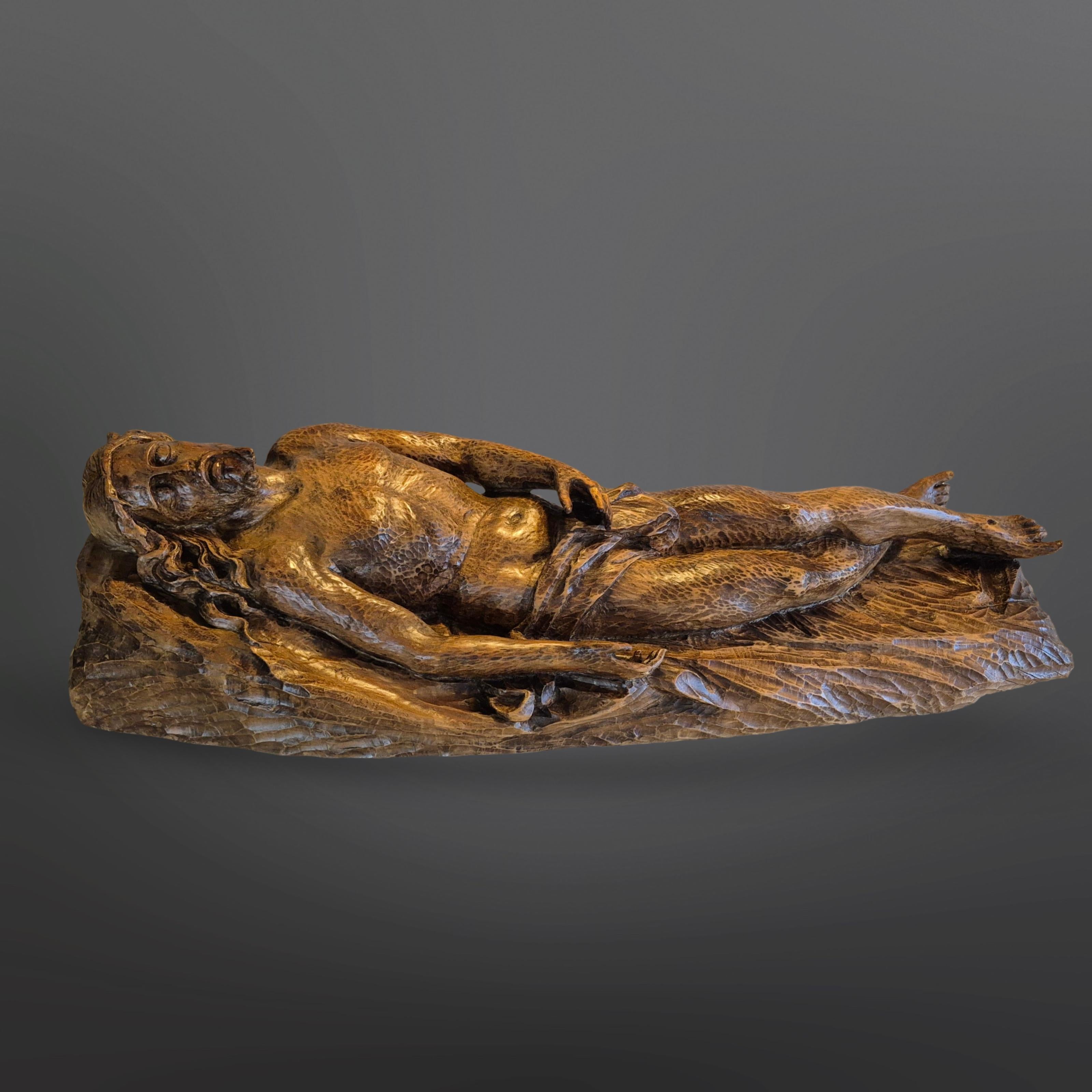 Sculpté Impressionnante statue du Christ sculptée à la main, Pays-Bas 1900th en vente