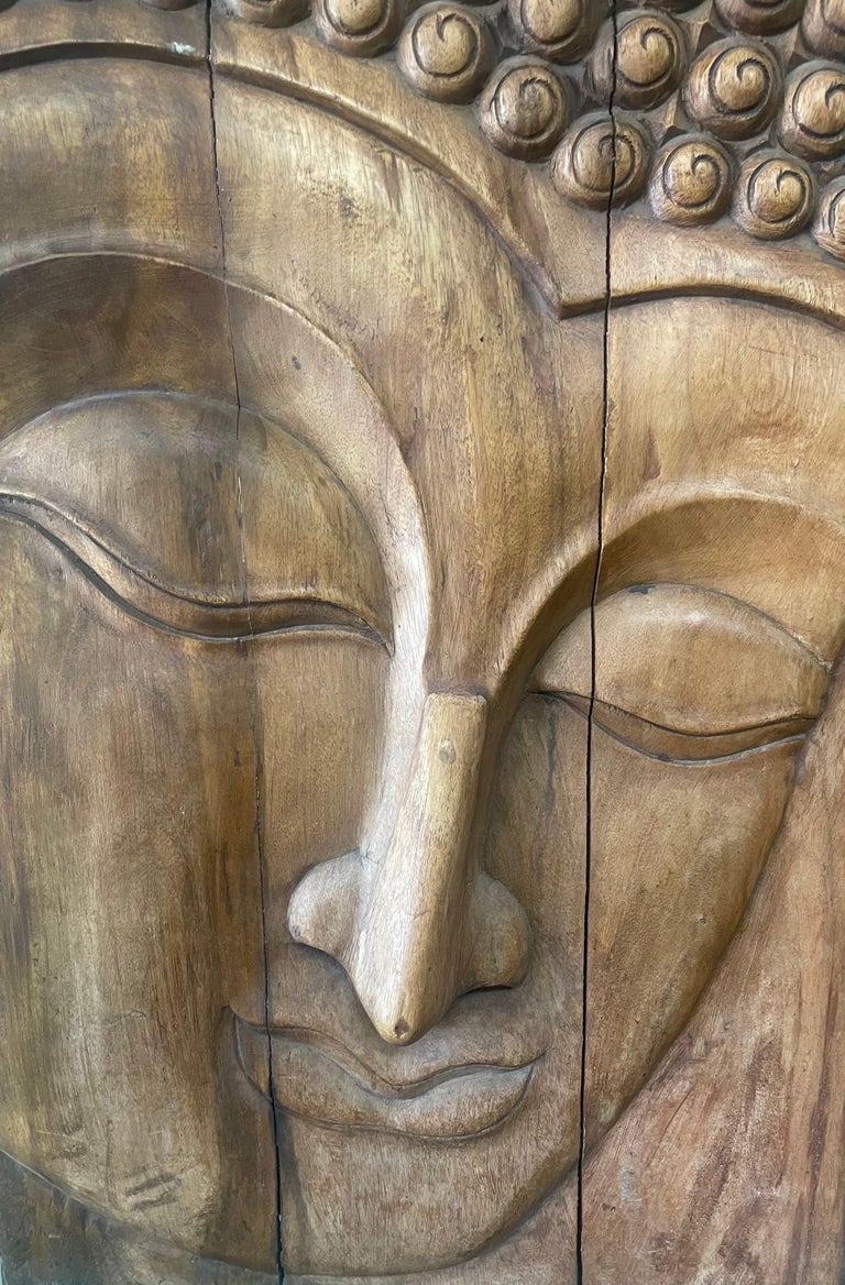 Impressive HandCarved Teak Young Buddha Wall Hanging at 1stDibs
