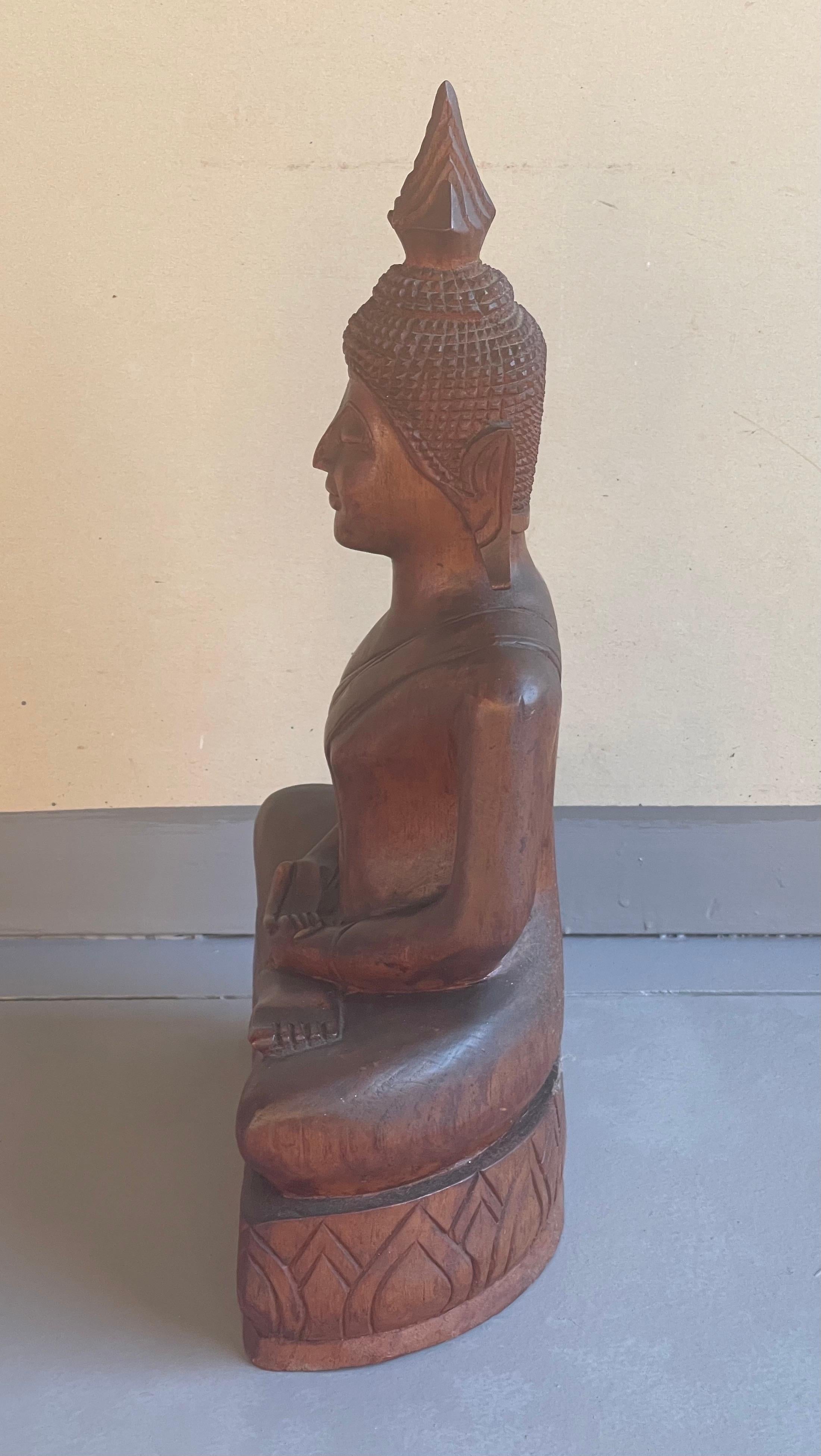 Impressive Hand-Carved Wooden Buddha For Sale 4