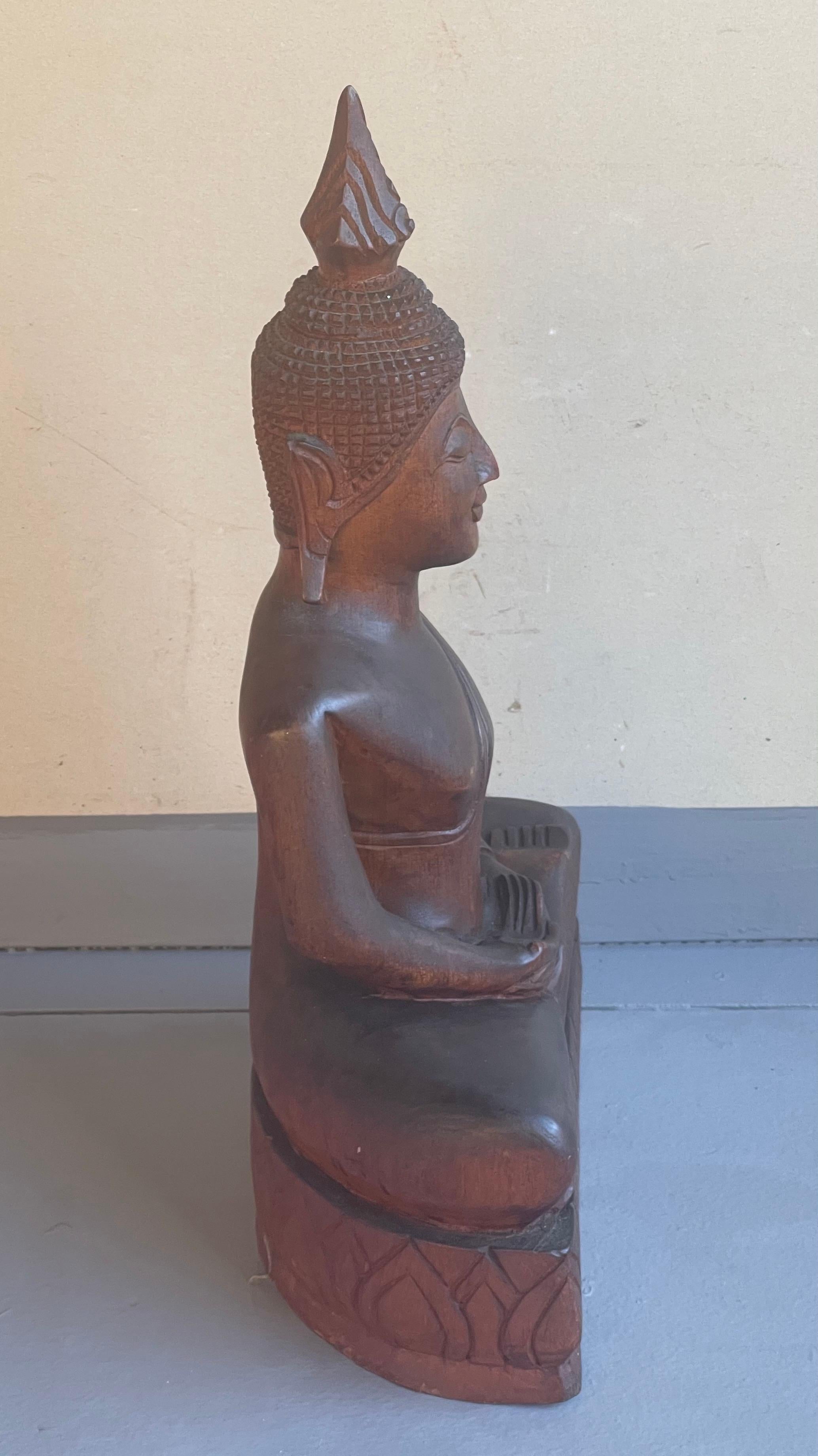 Impressive Hand-Carved Wooden Buddha For Sale 2