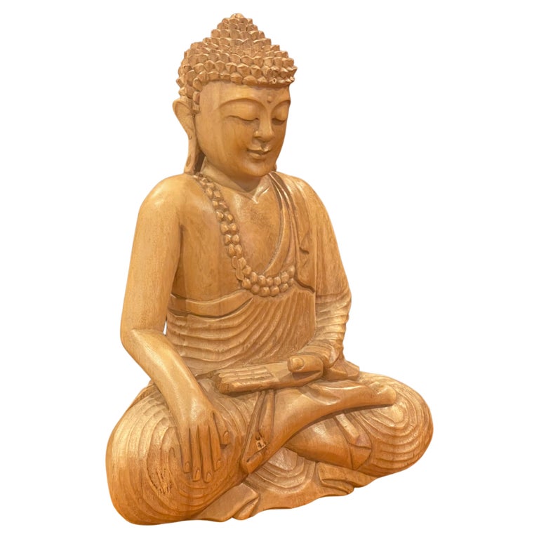 Impressive HandCarved Wooden Buddha For Sale at 1stDibs
