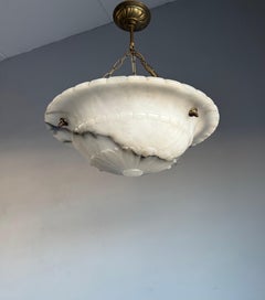 Impressive Hand Crafted White & Black Alabaster Pendant Light / Flush Mount
