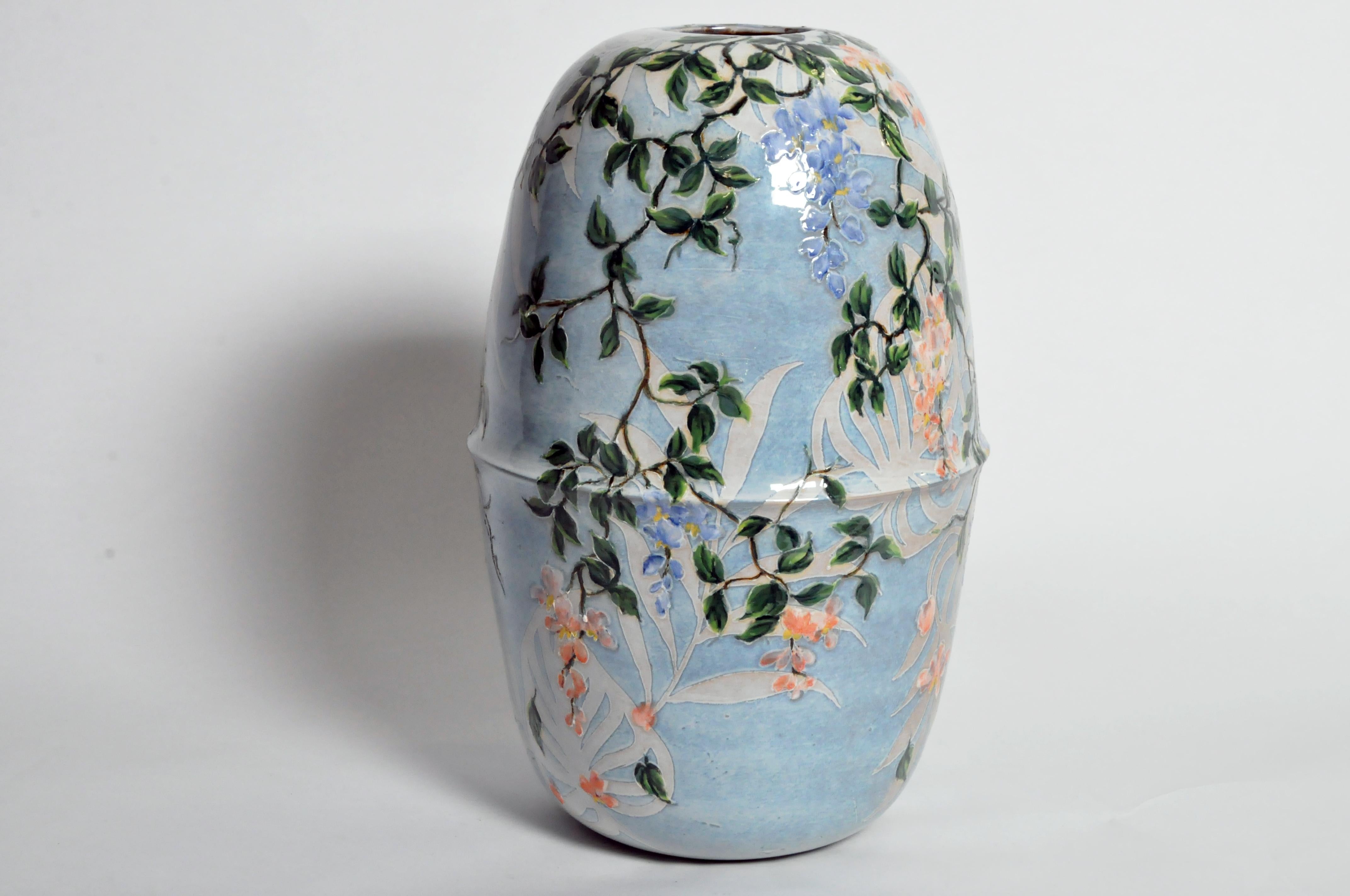 Impressive Hand Painted Ceramic Vase For Sale At 1stdibs