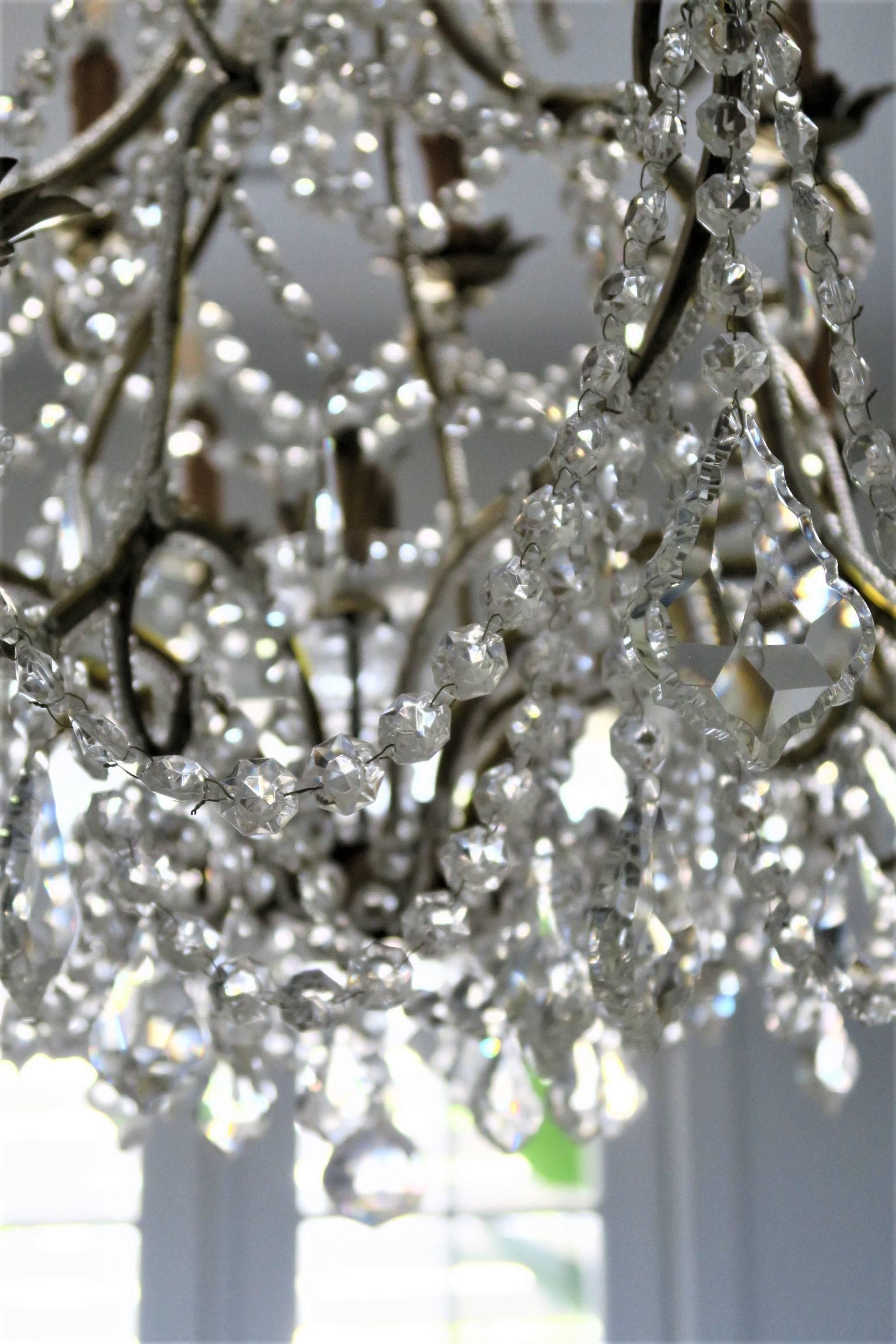 Louis XIV Custom Made Handcrafted Gilt Iron and Murano Crystal Chandelier, Italy For Sale