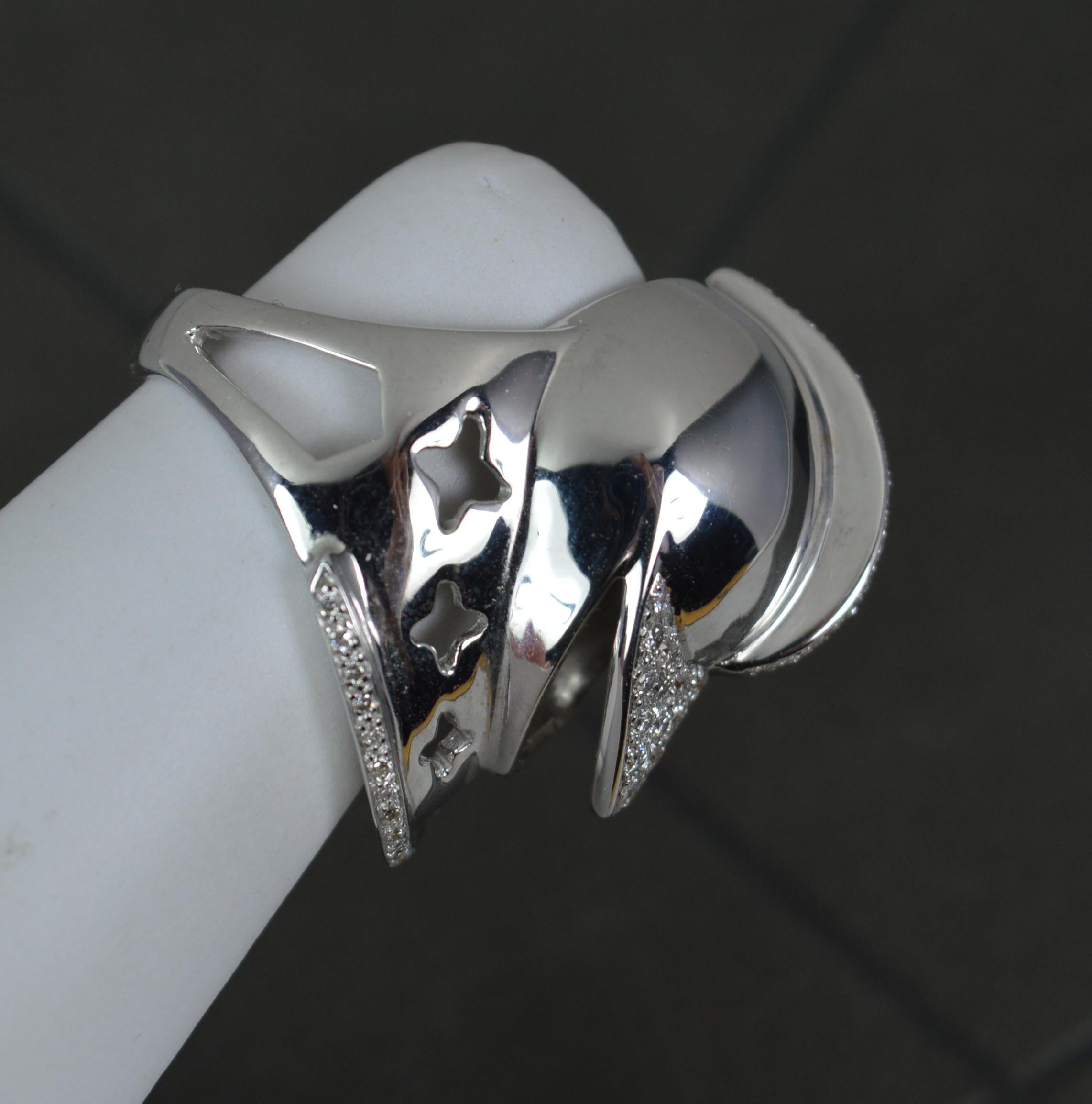 Impressive Heavy 18 Carat White Gold and Diamond Knights Helmet Ring For Sale 3