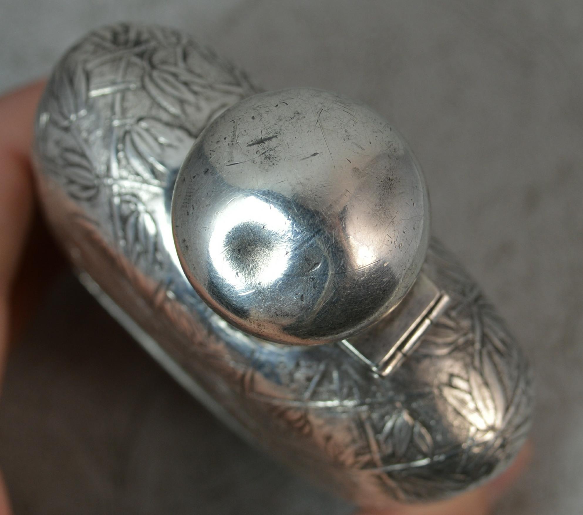 Victorian Impressive Heavy Solid Silver Japanese Made Hipflask For Sale