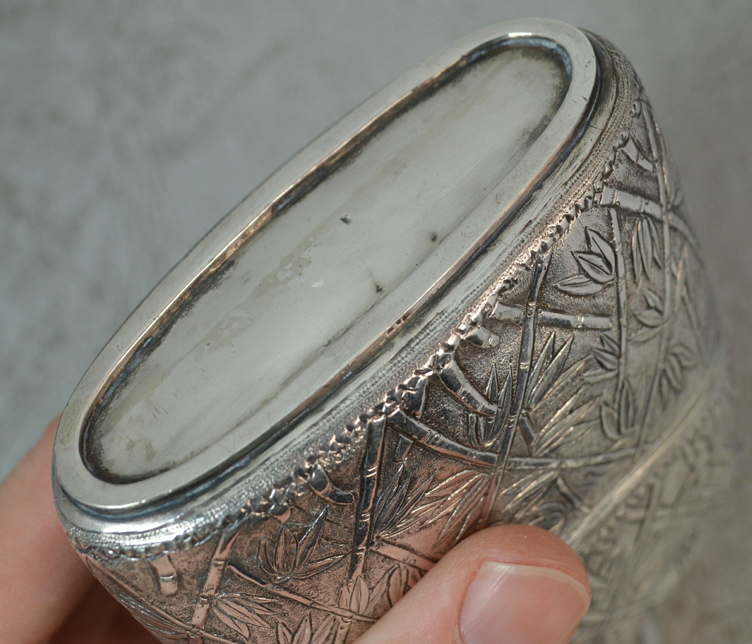 Impressive Heavy Solid Silver Japanese Made Hipflask For Sale 3