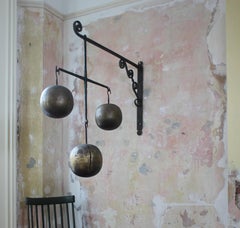 Impressive Huge 19th Century Pawnbroker Folk Art Sign with Three Spheres Symbol