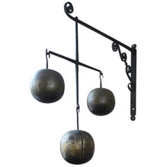 Impressive Huge 19th Century Pawnbroker Folk Art Sign with Three Spheres Symbol