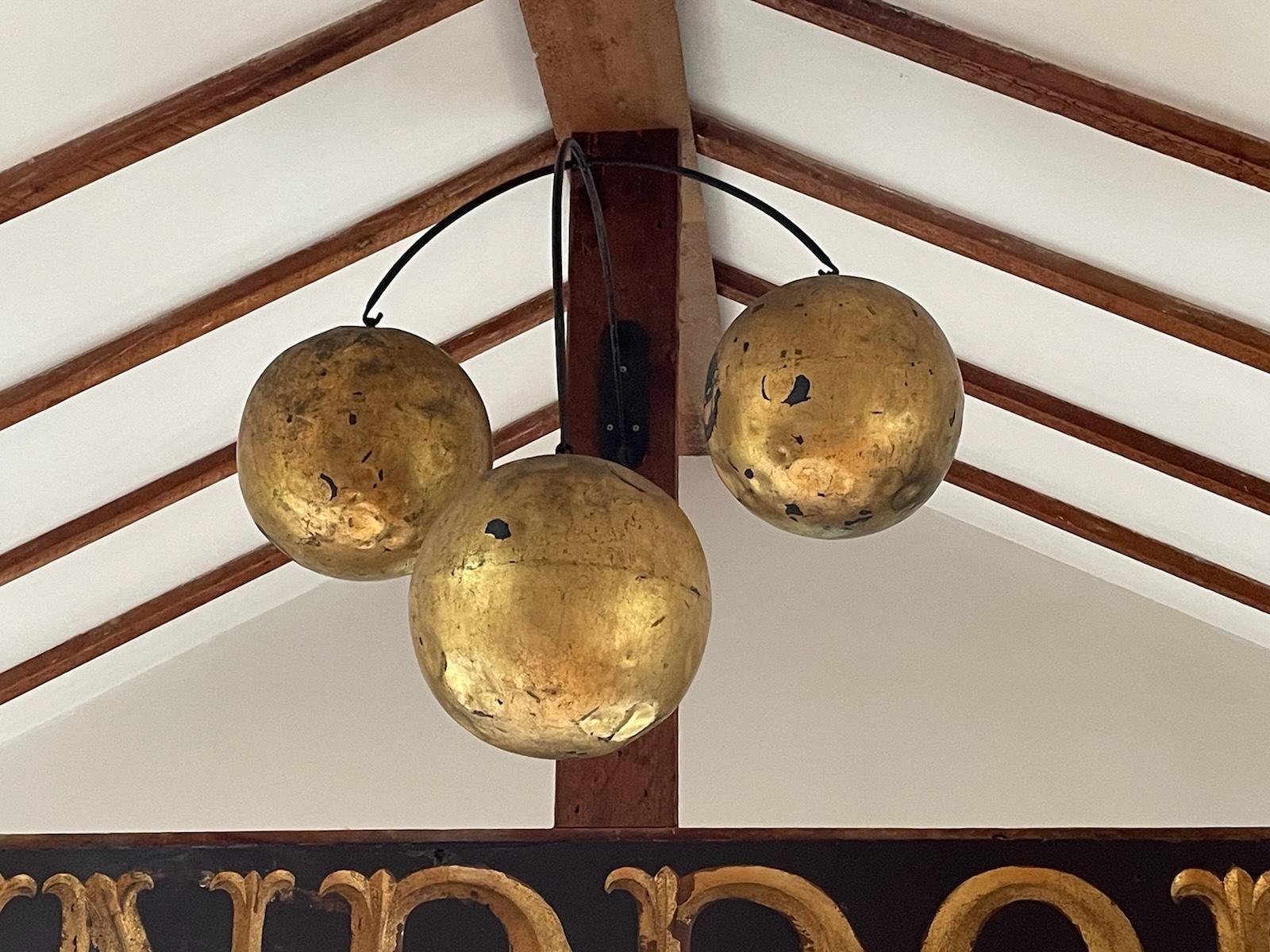 American Impressive Huge 19th Century Pawnbroker Sign with Three Spheres Symbol