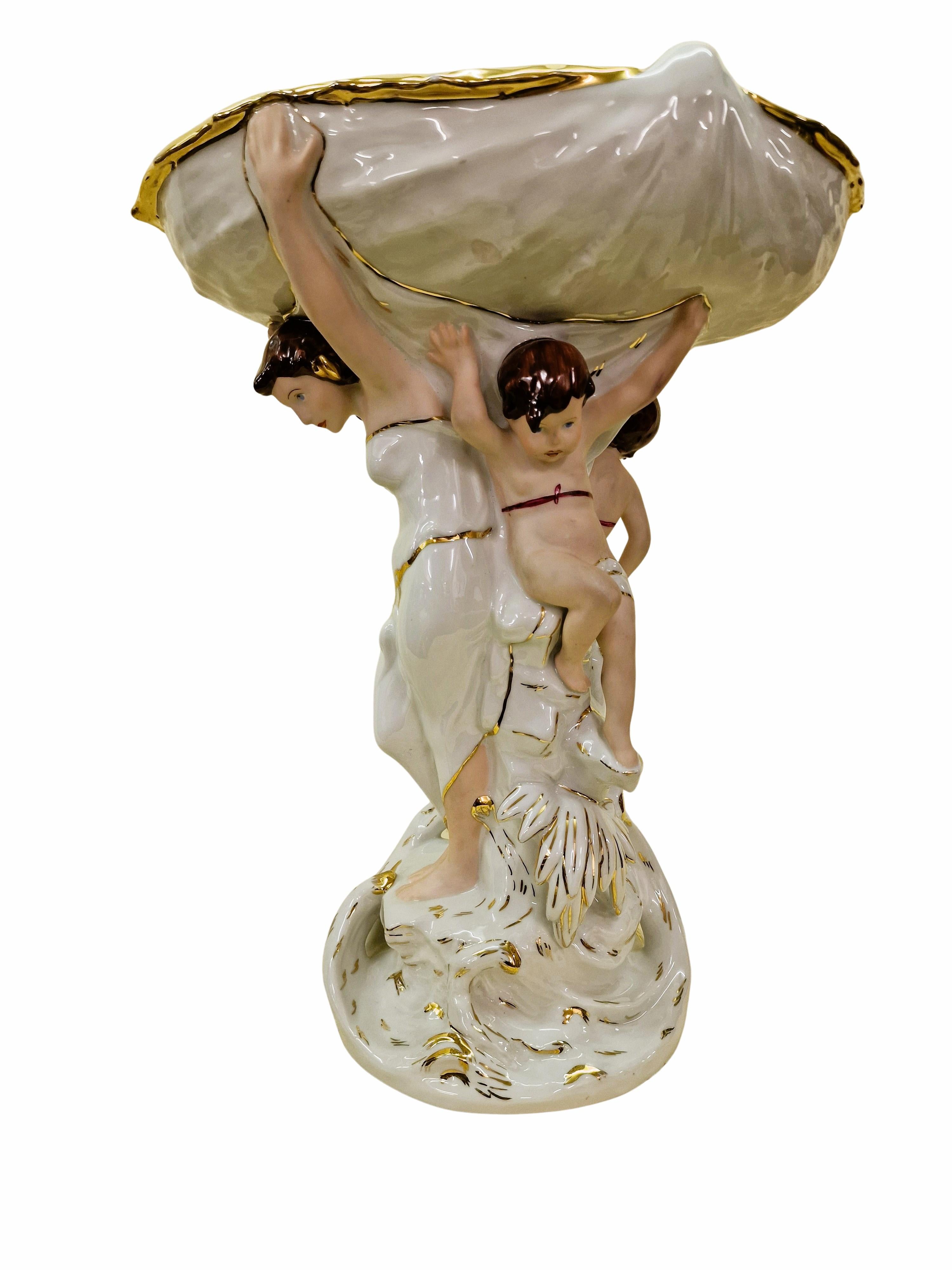 Mid-20th Century Impressive huge centerpiece jardinier porcelain Art Nouveau Jugendstil Royal Dux