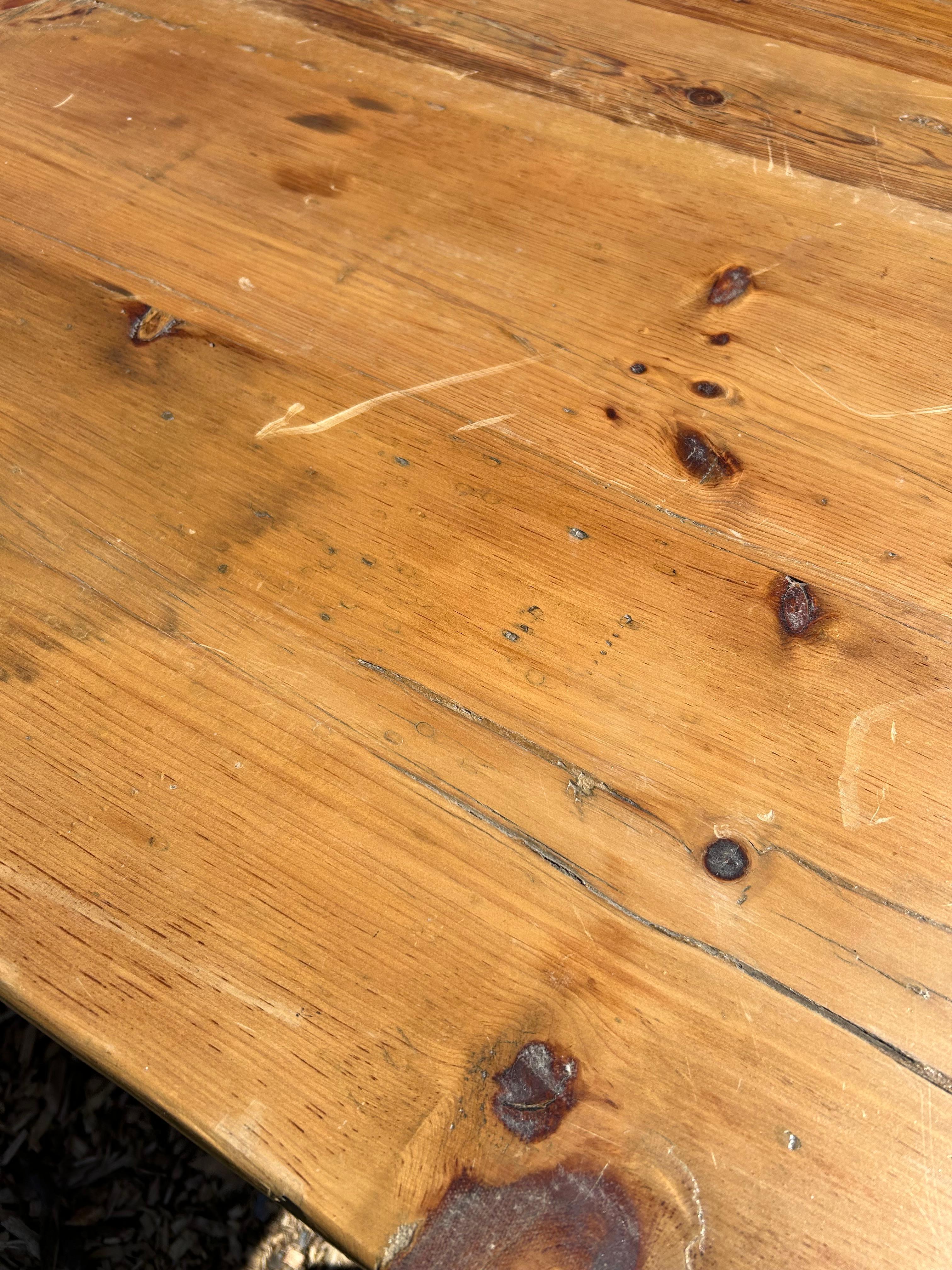 Impressive Huge Heavy Pine Farm Table with 8 Side Chairs 5