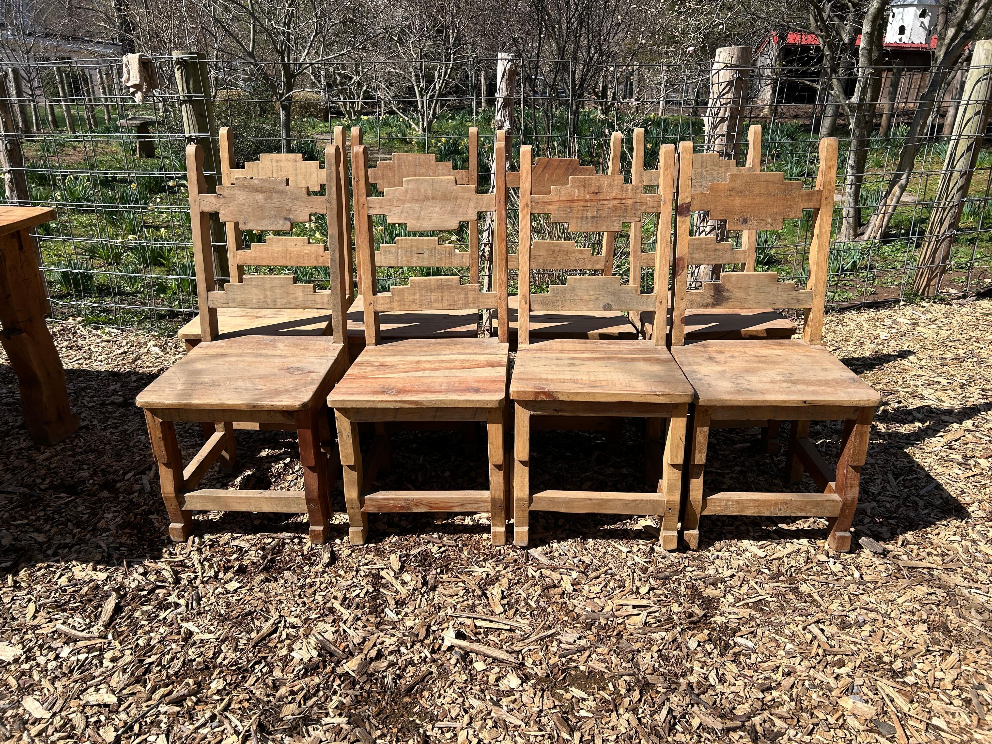 Impressive Huge Heavy Pine Farm Table with 8 Side Chairs 11
