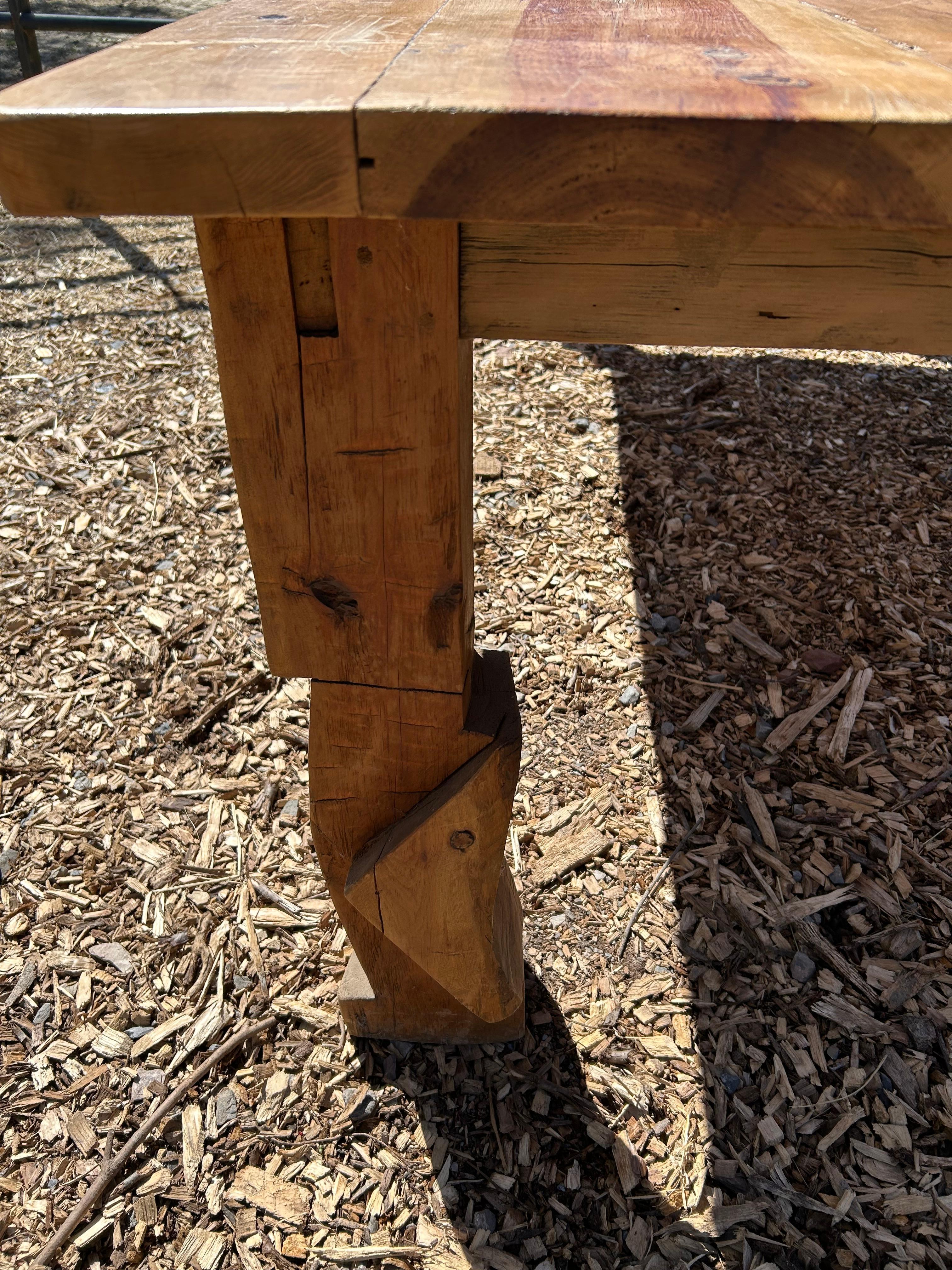 Impressive Huge Heavy Pine Farm Table with 8 Side Chairs 1