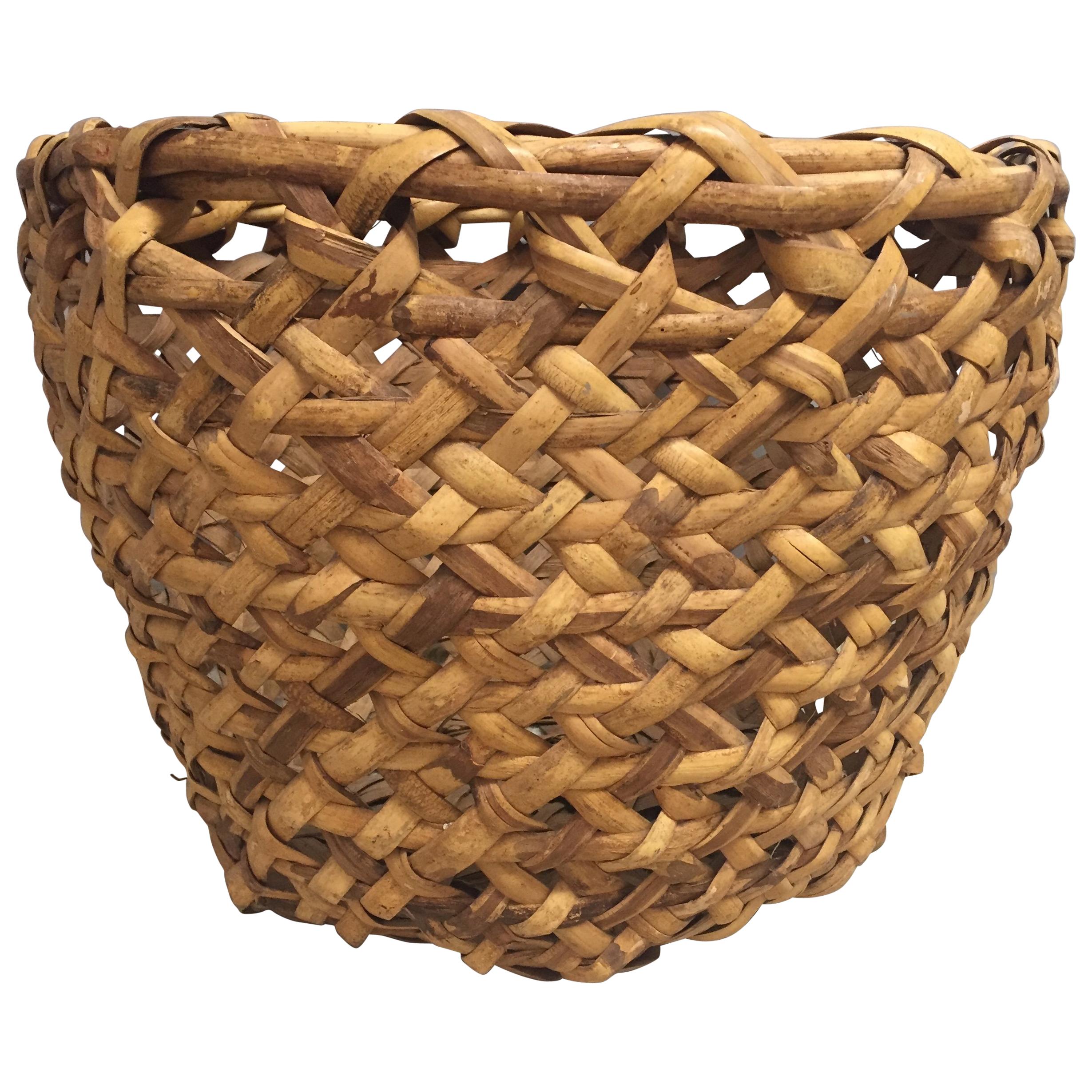 Impressive in Scale Antique Woven Rattan Basket