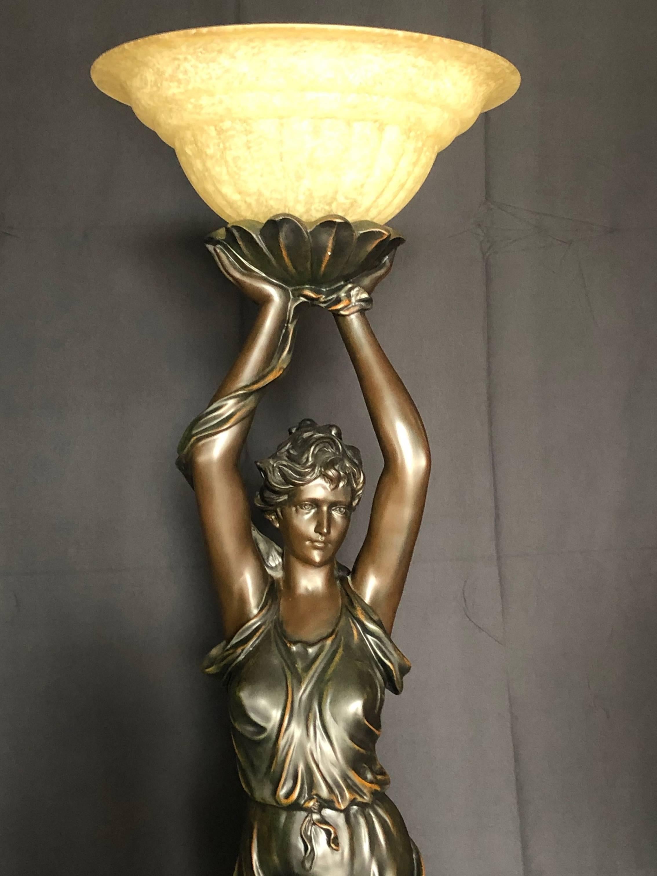 Impressive in Scale French Art Deco Style Figurative Floor Lamp In Good Condition In Hopewell, NJ