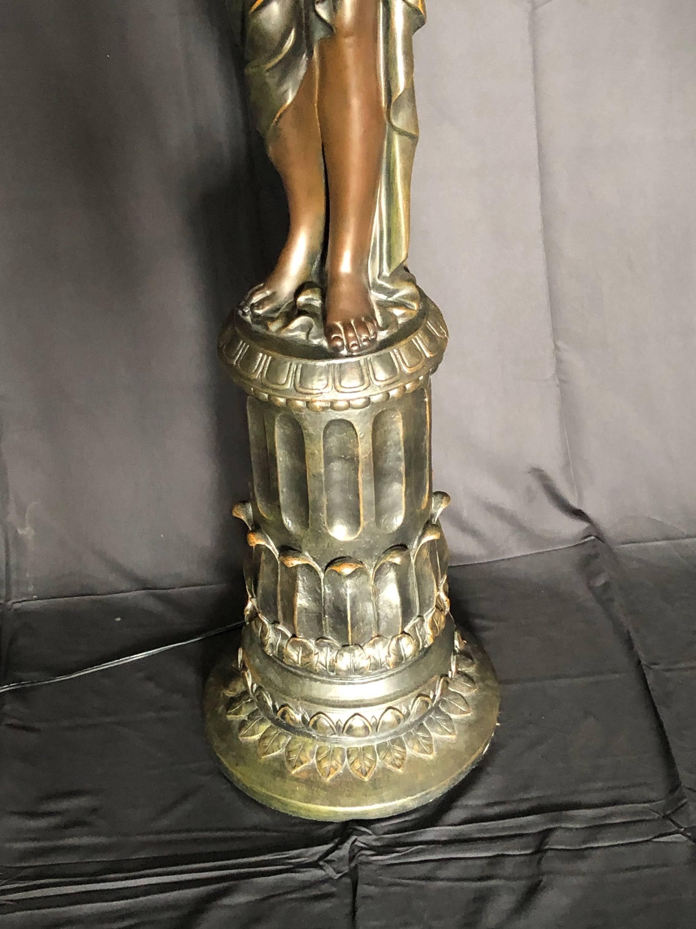 Glass Impressive in Scale French Art Deco Style Figurative Floor Lamp