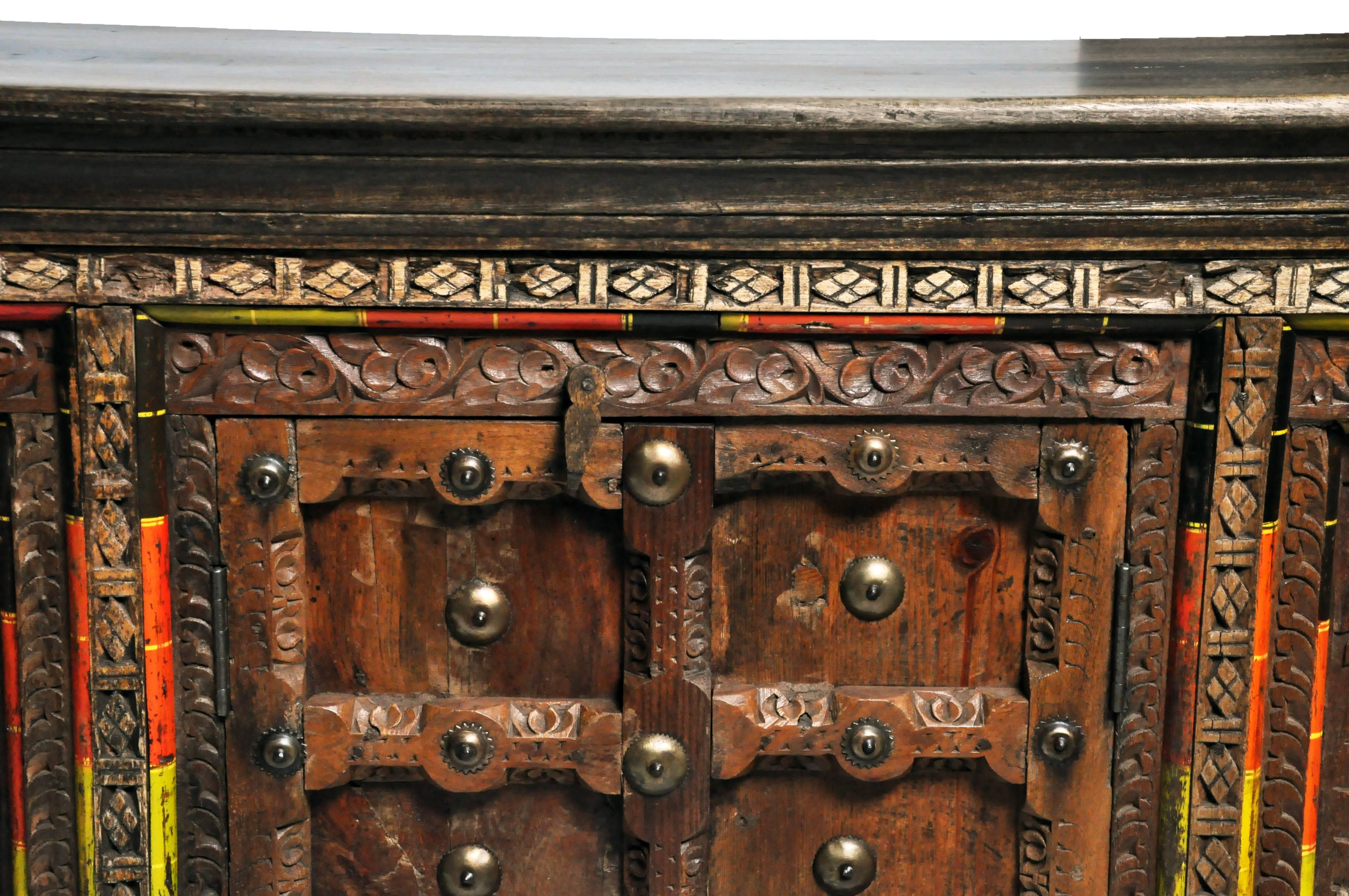 Impressive Indian Sideboard with Beautiful Colors and Carvings 6