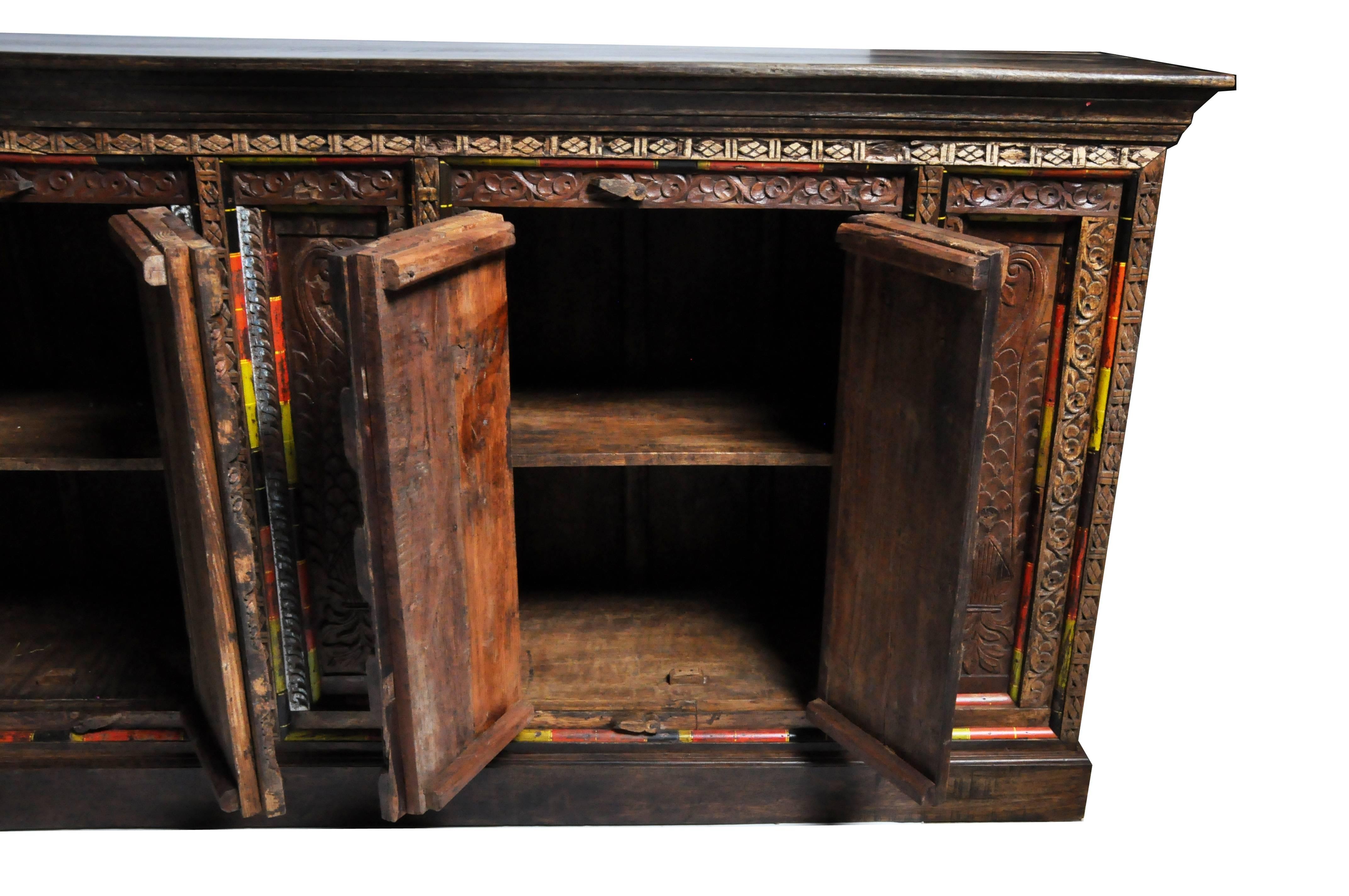 Impressive Indian Sideboard with Beautiful Colors and Carvings 3