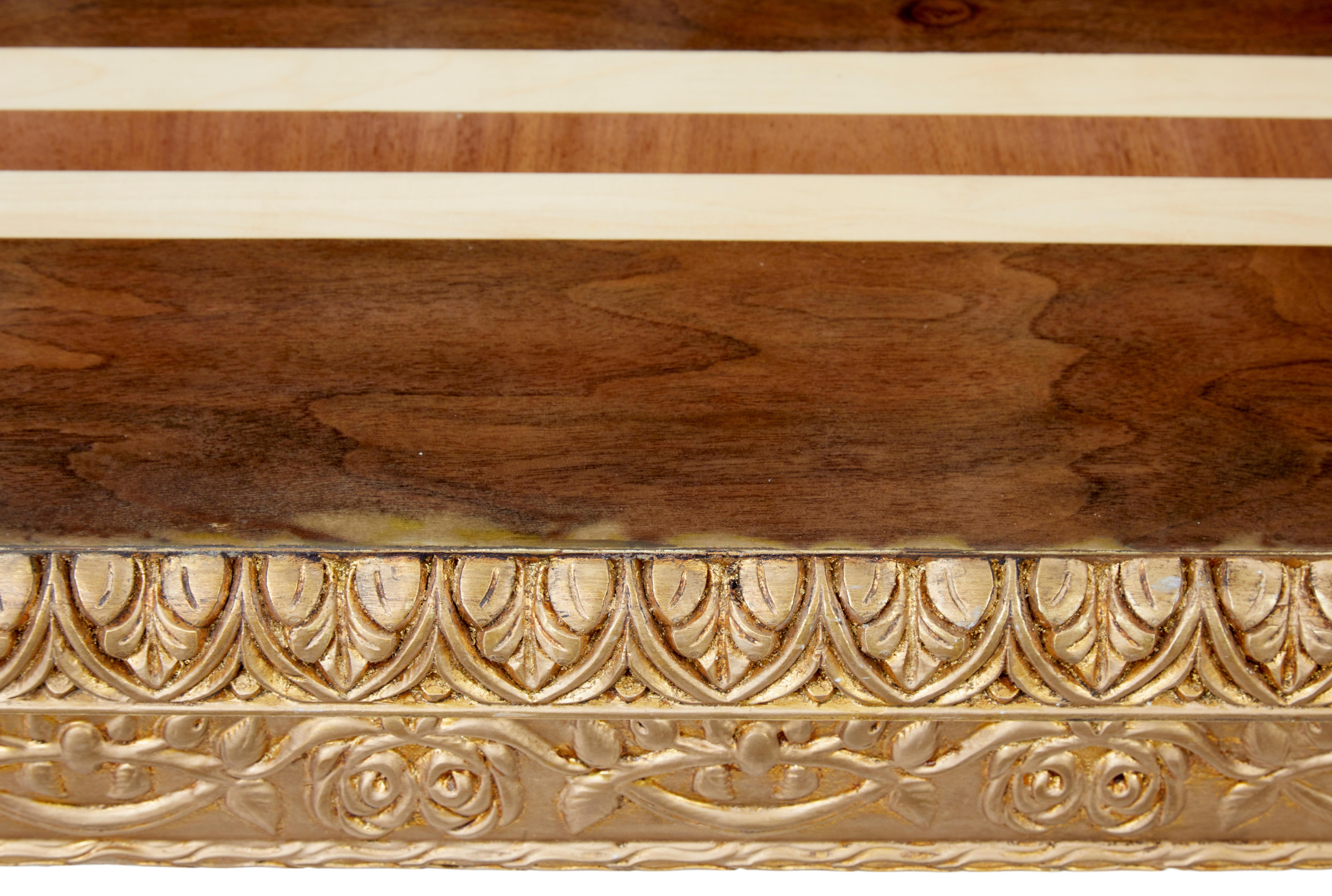 Impressive inlaid walnut and gilt dining tables of grand proportions For Sale 6