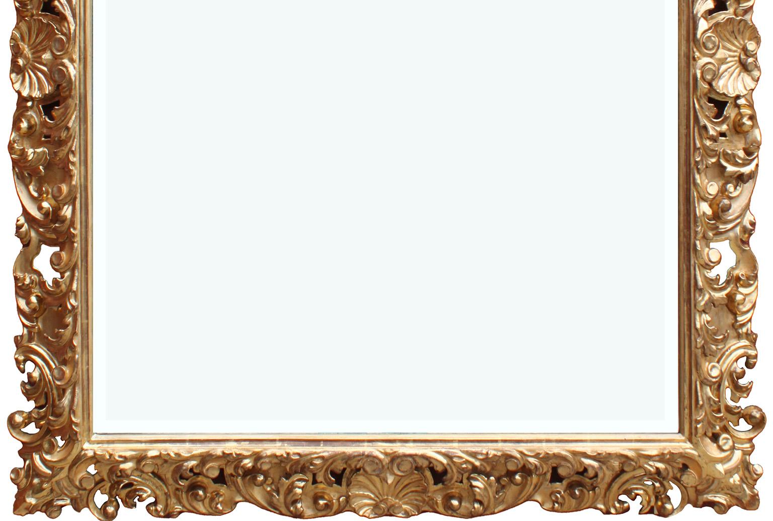 Beveled Impressive Italian 19th Century Baroque Revival Style Florentine Carved Mirror For Sale