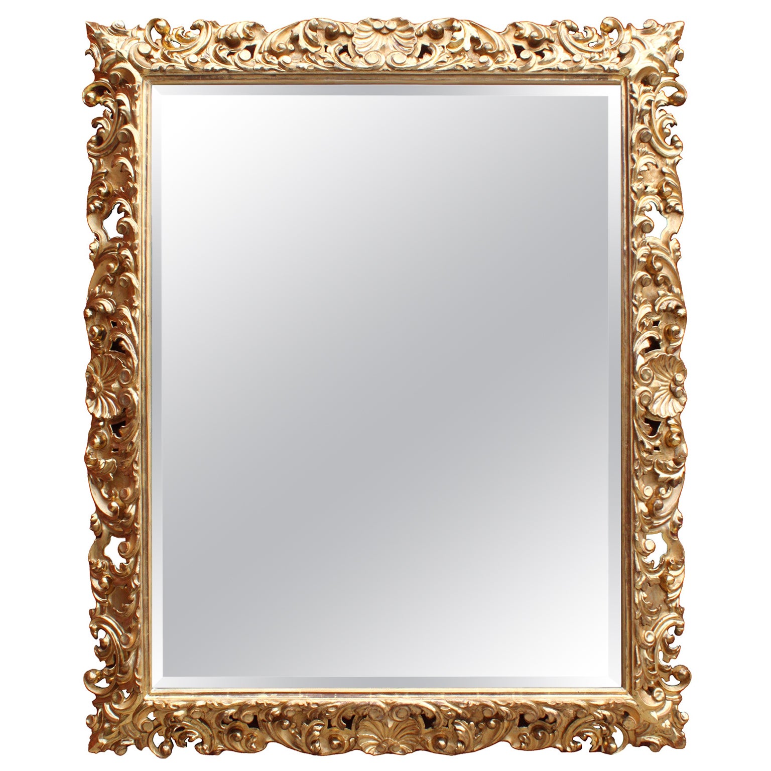 Impressive Italian 19th Century Baroque Revival Style Florentine Carved Mirror