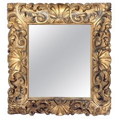 Antique Impressive Italian Baroque Carved Giltwood Mirror