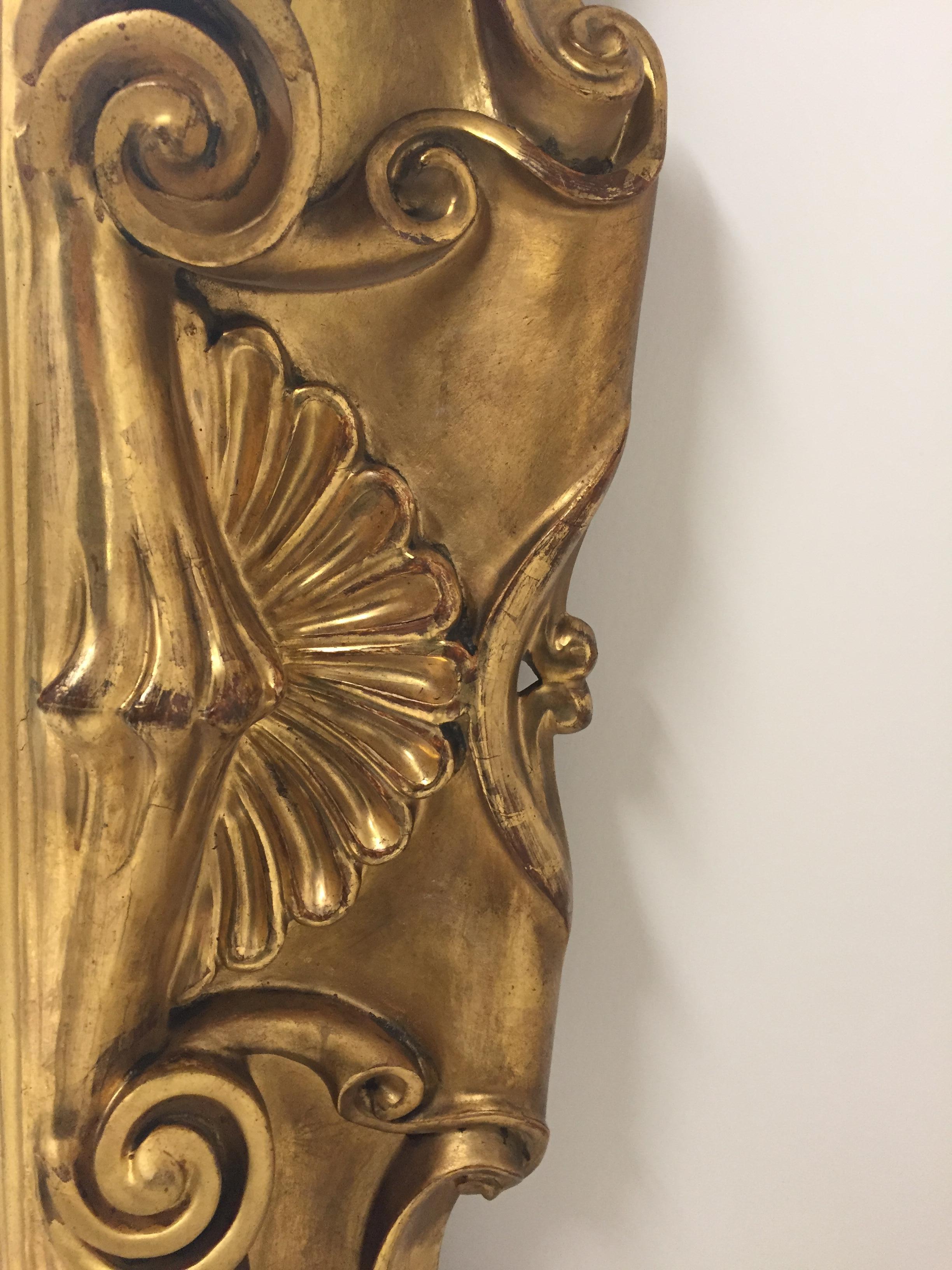 Impressive Italian Carved 22-Carat Gold Leaf Giltwood Mirror 1