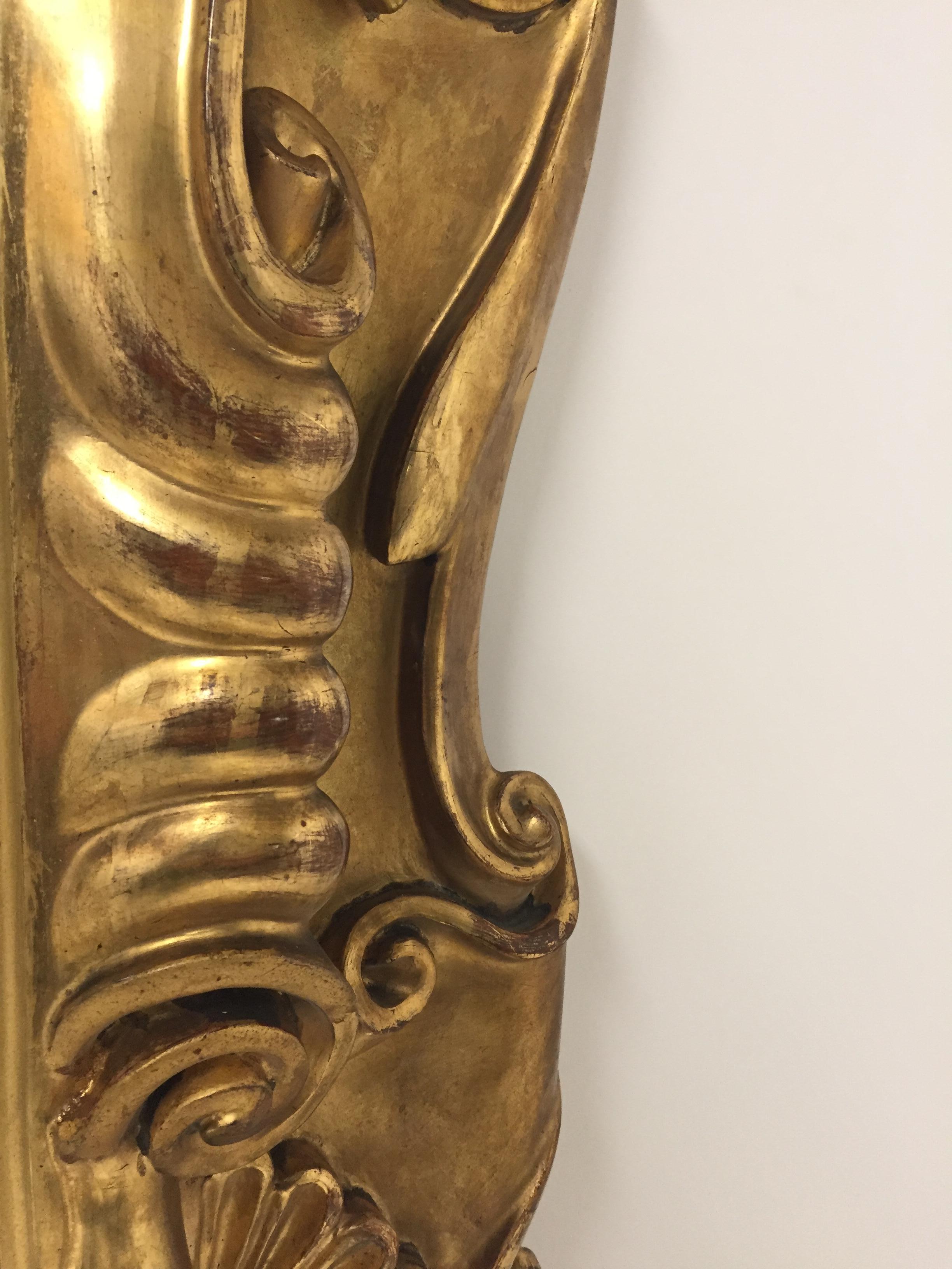 Impressive Italian Carved 22-Carat Gold Leaf Giltwood Mirror 2