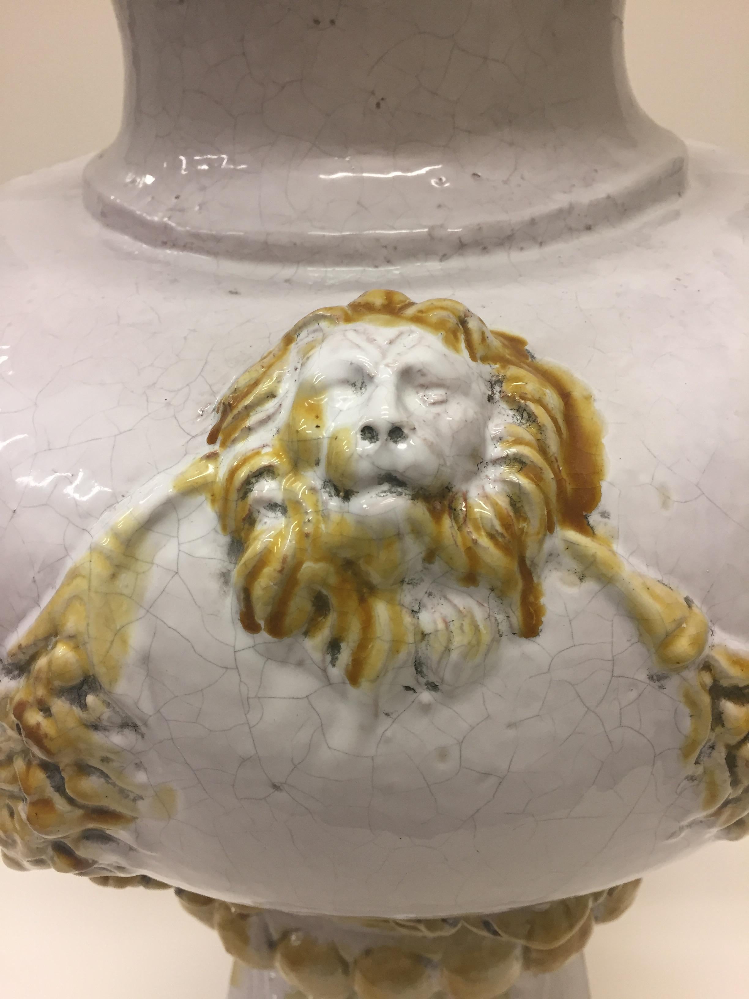 Impressive Italian Ceramic Urn with Lid 6