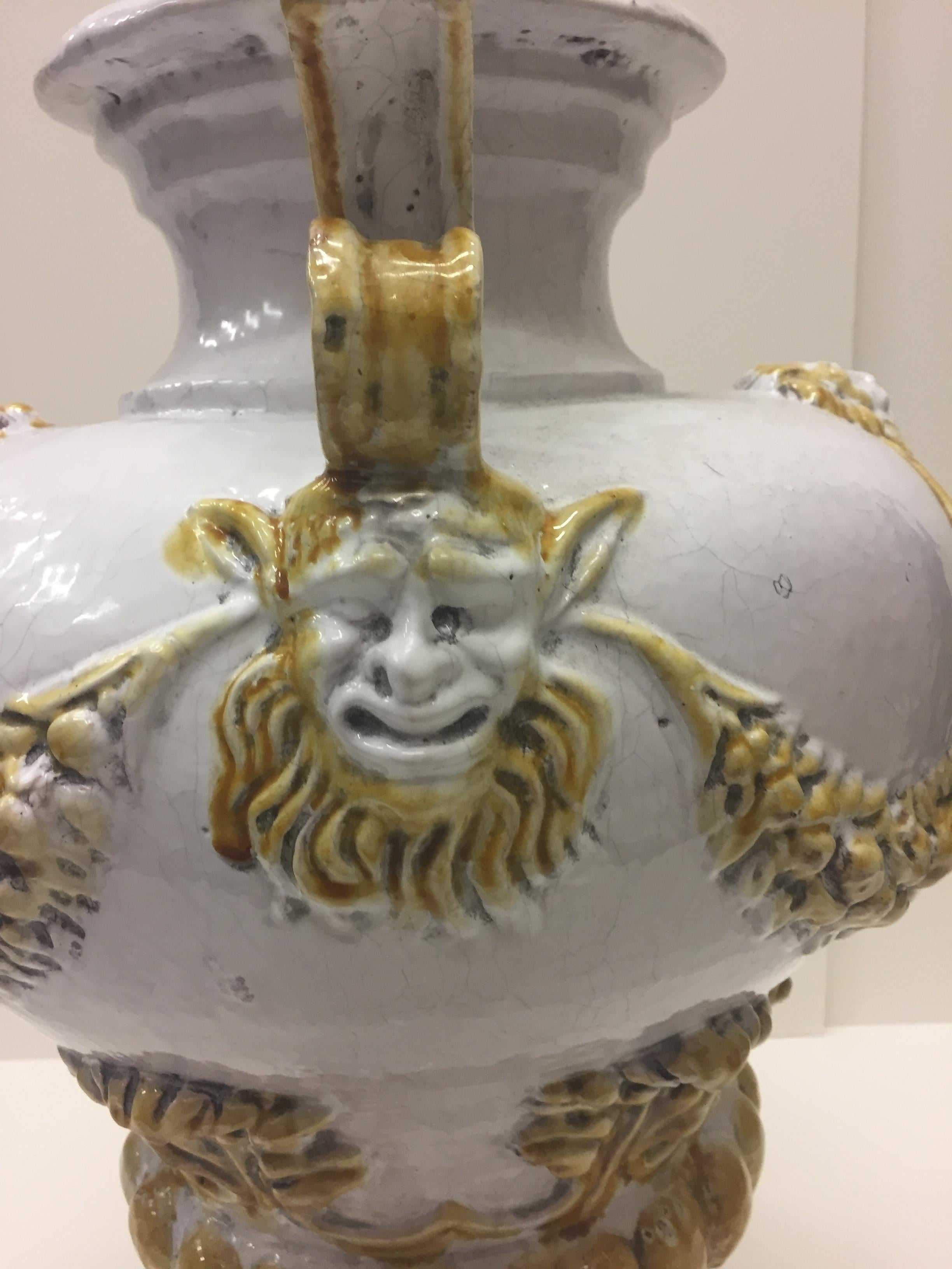 Impressive Italian Ceramic Urn with Lid 1