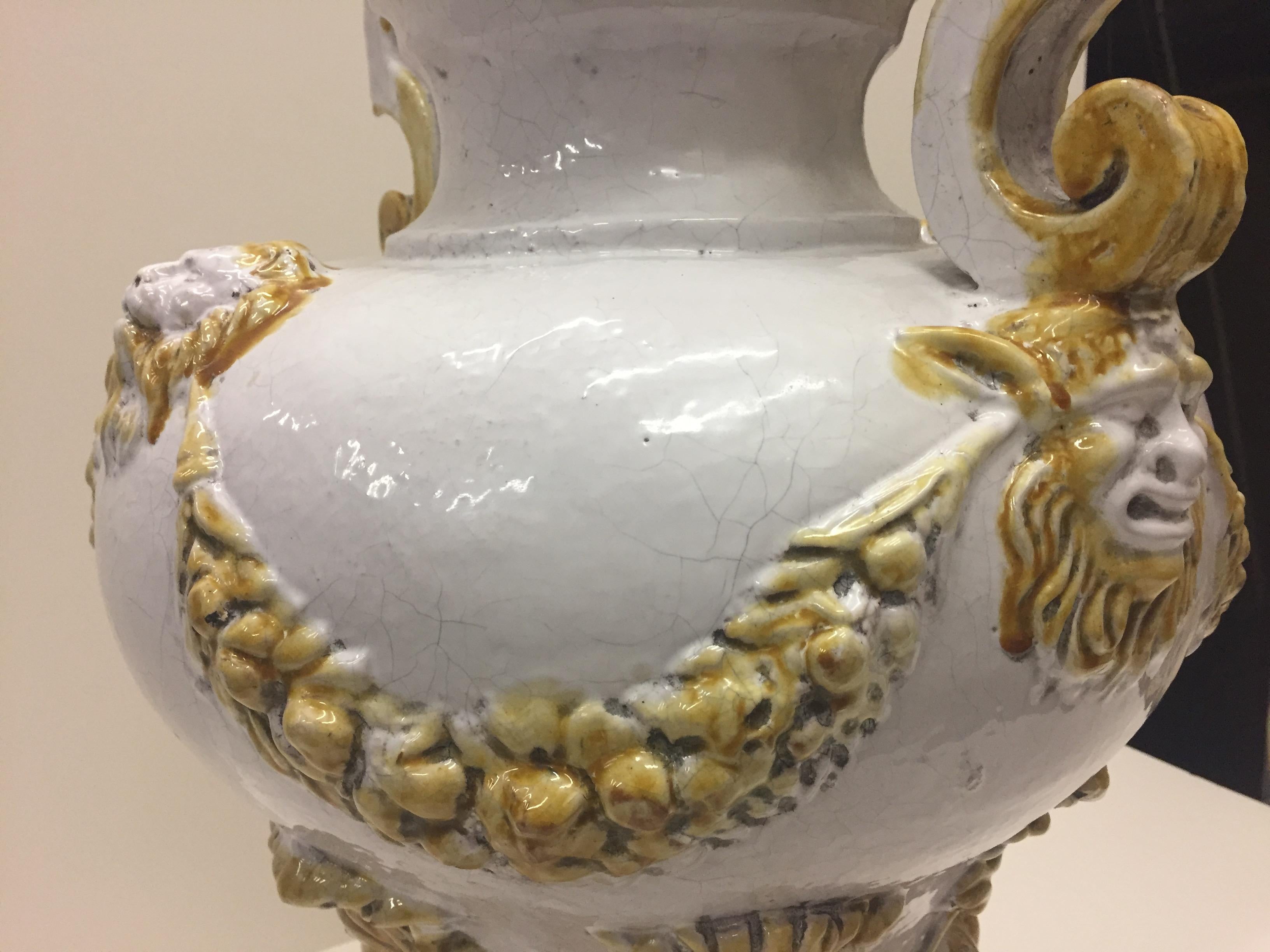Impressive Italian Ceramic Urn with Lid 2