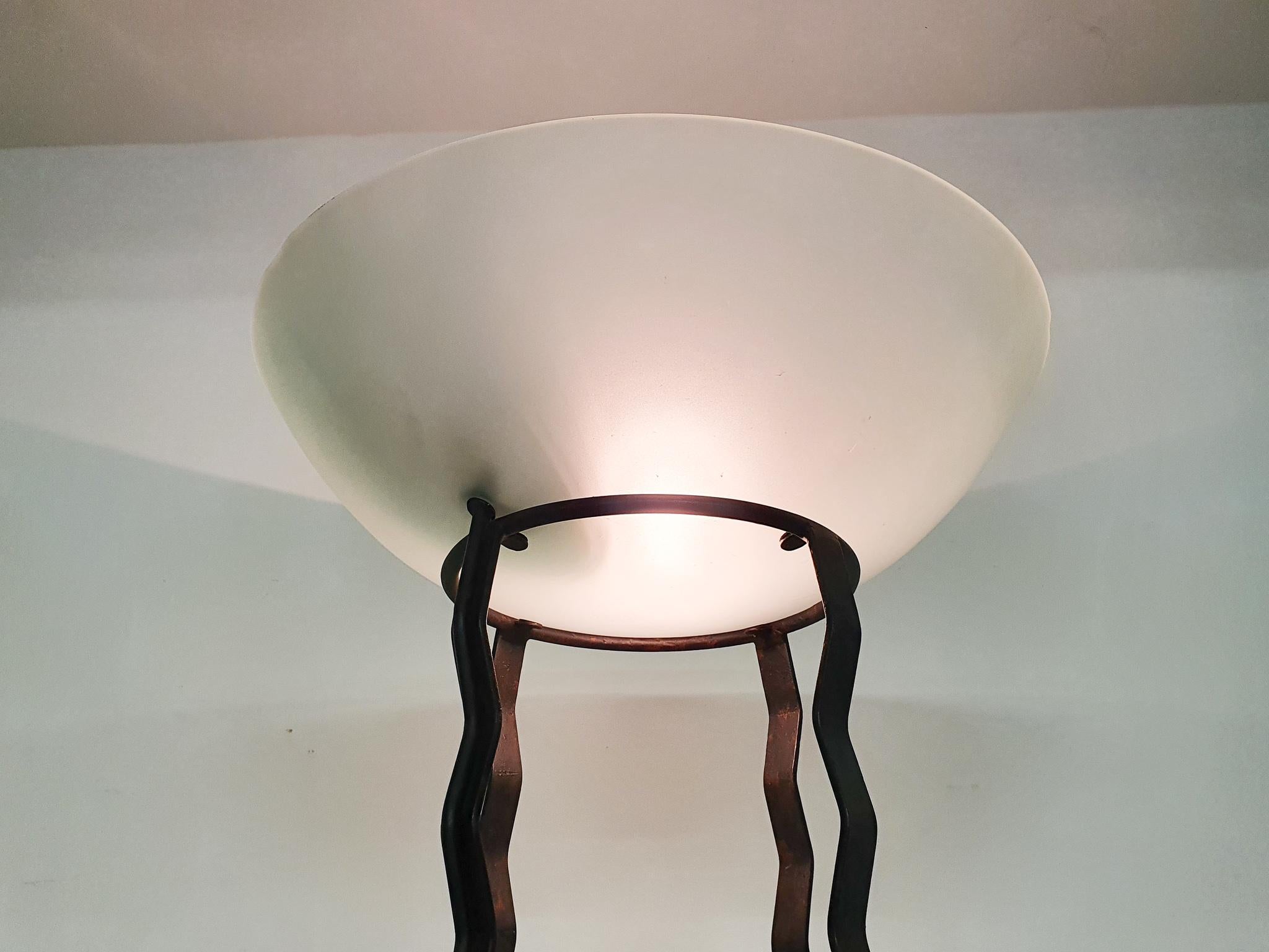 Impressive Italian Floor Light in Iron, Stone and Glass For Sale 3