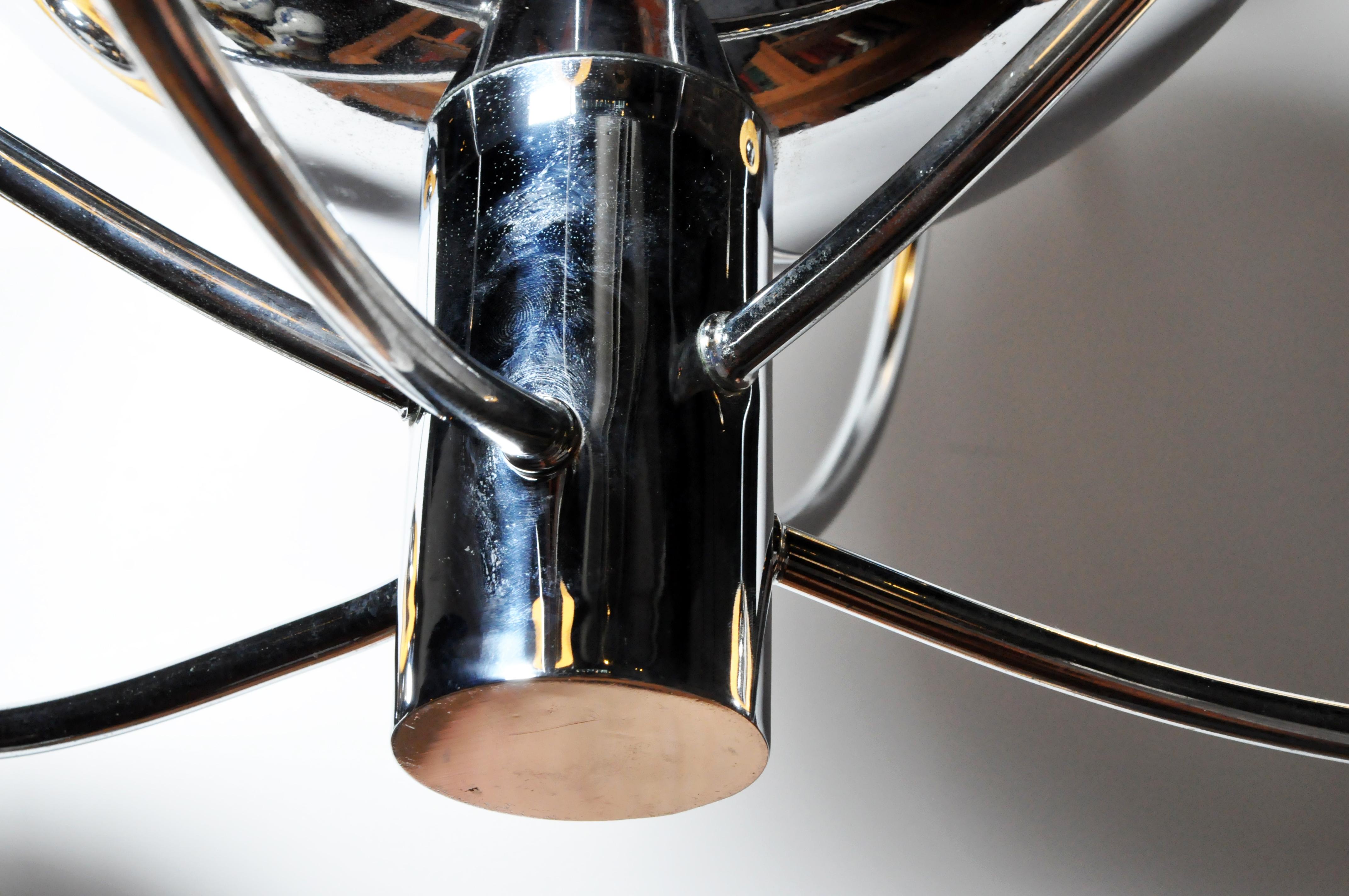 Impressive Italian Mid-Century Modern Chrome Chandelier 10