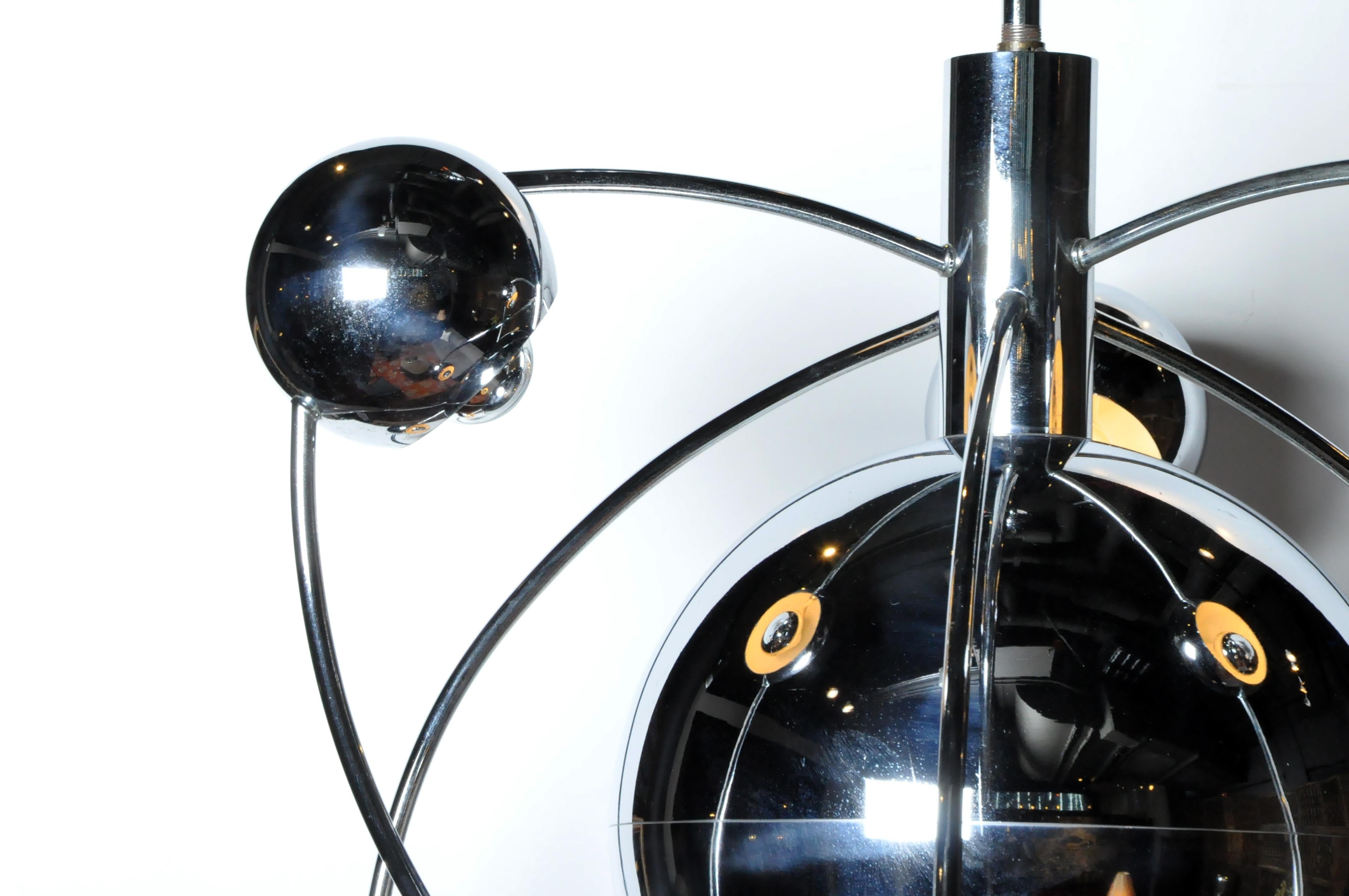 20th Century Impressive Italian Mid-Century Modern Chrome Chandelier