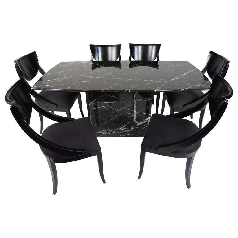 Impressive Italian Midcentury Dining Set With Marble Top Table For Sale At 1stdibs