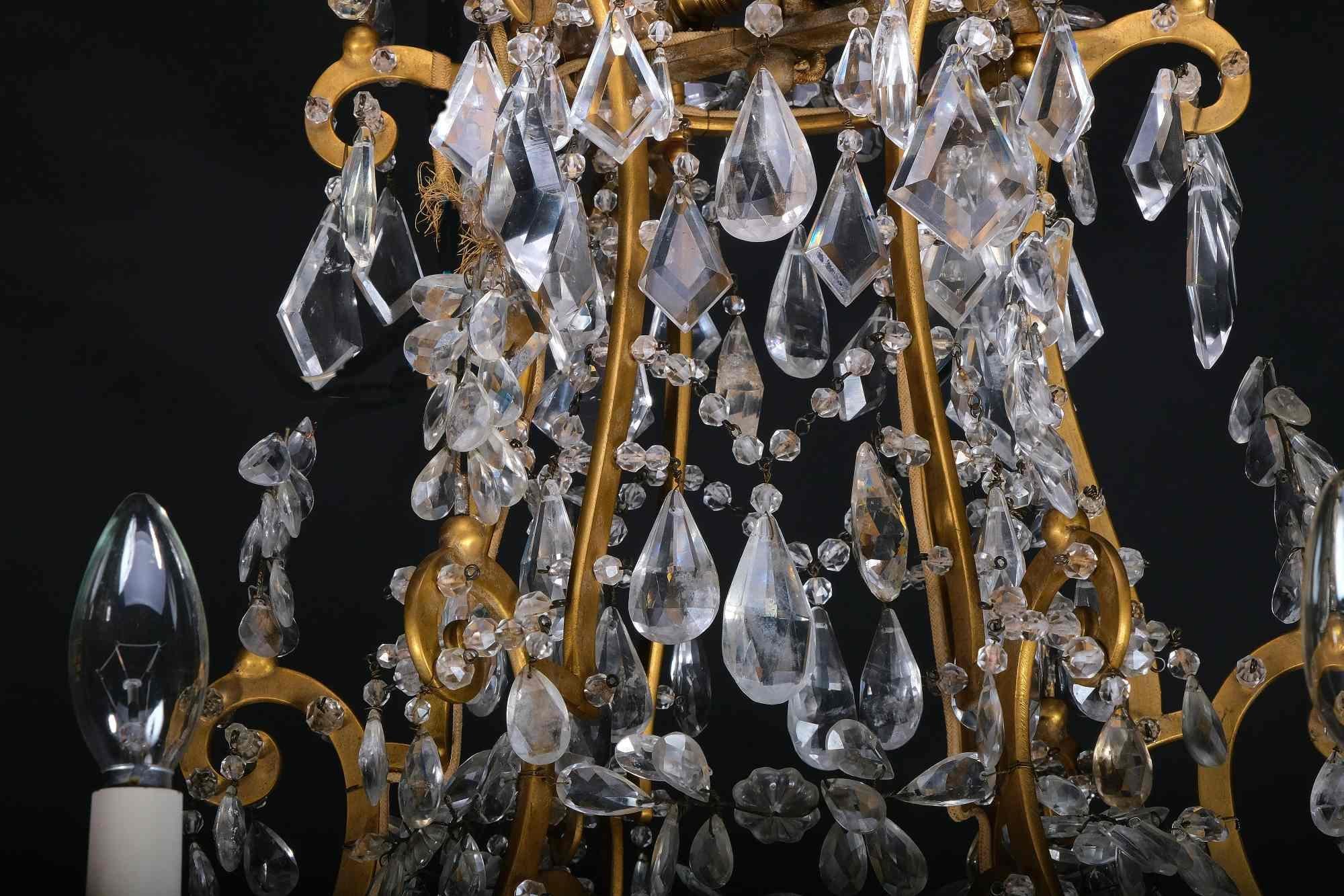 Impressionnant lustre italien en cristal de roche et améthyste, Piémont, 19e siècle en vente 3