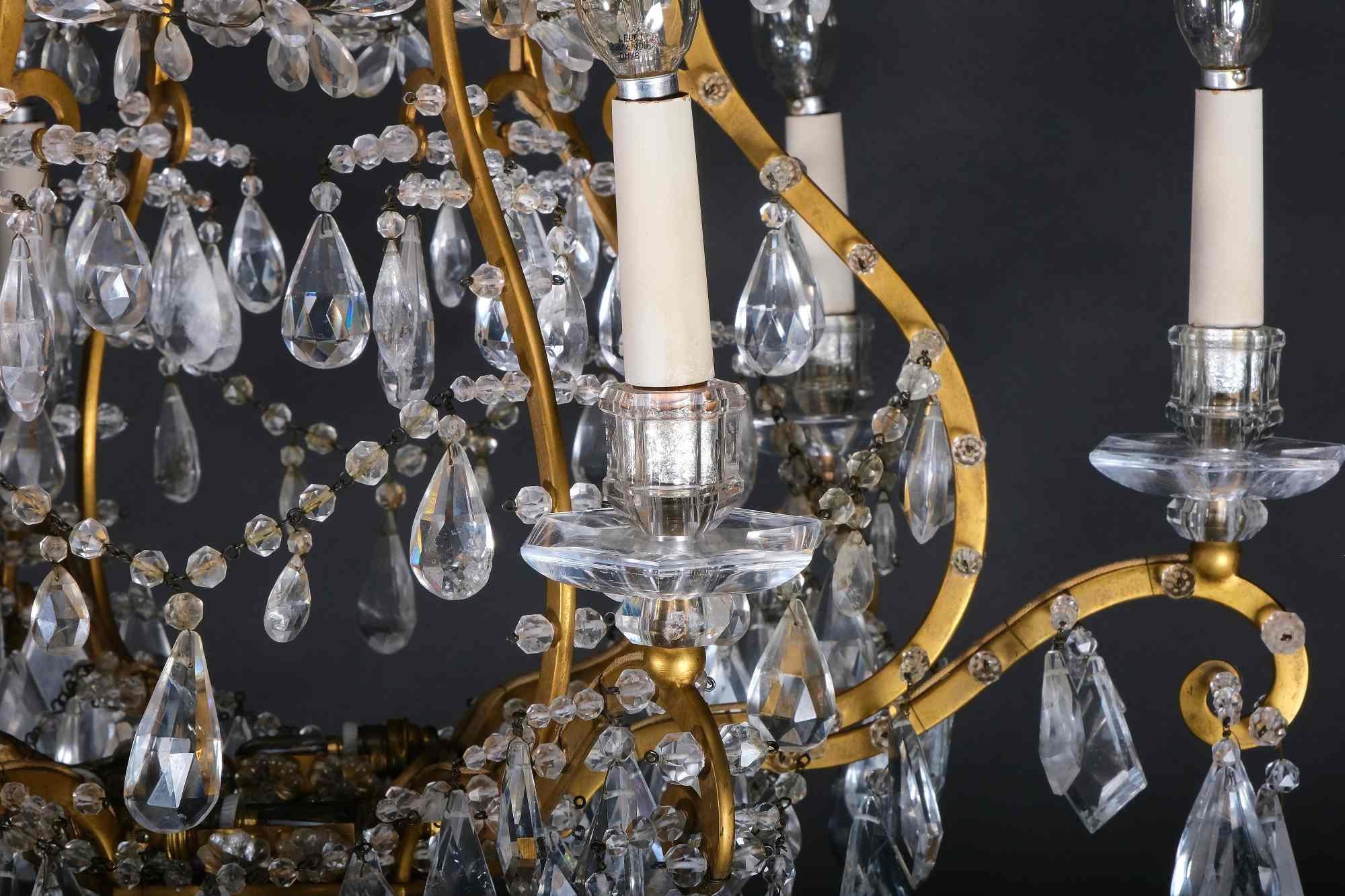 XIXe siècle Impressionnant lustre italien en cristal de roche et améthyste, Piémont, 19e siècle en vente