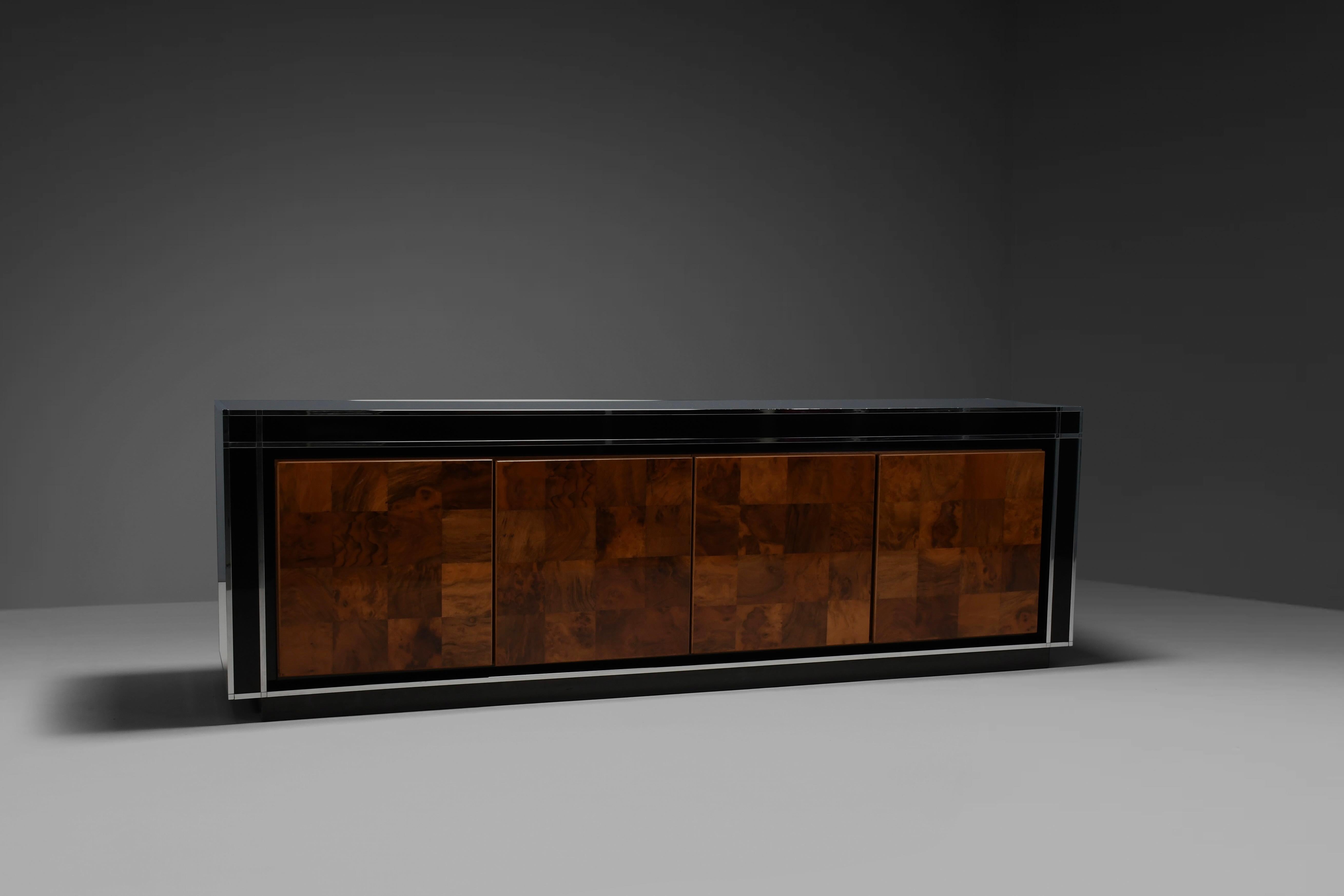 Impressive Italian Sideboard by Willy Rizzo for Mario Sabot, 1970s In Good Condition For Sale In Echt, NL