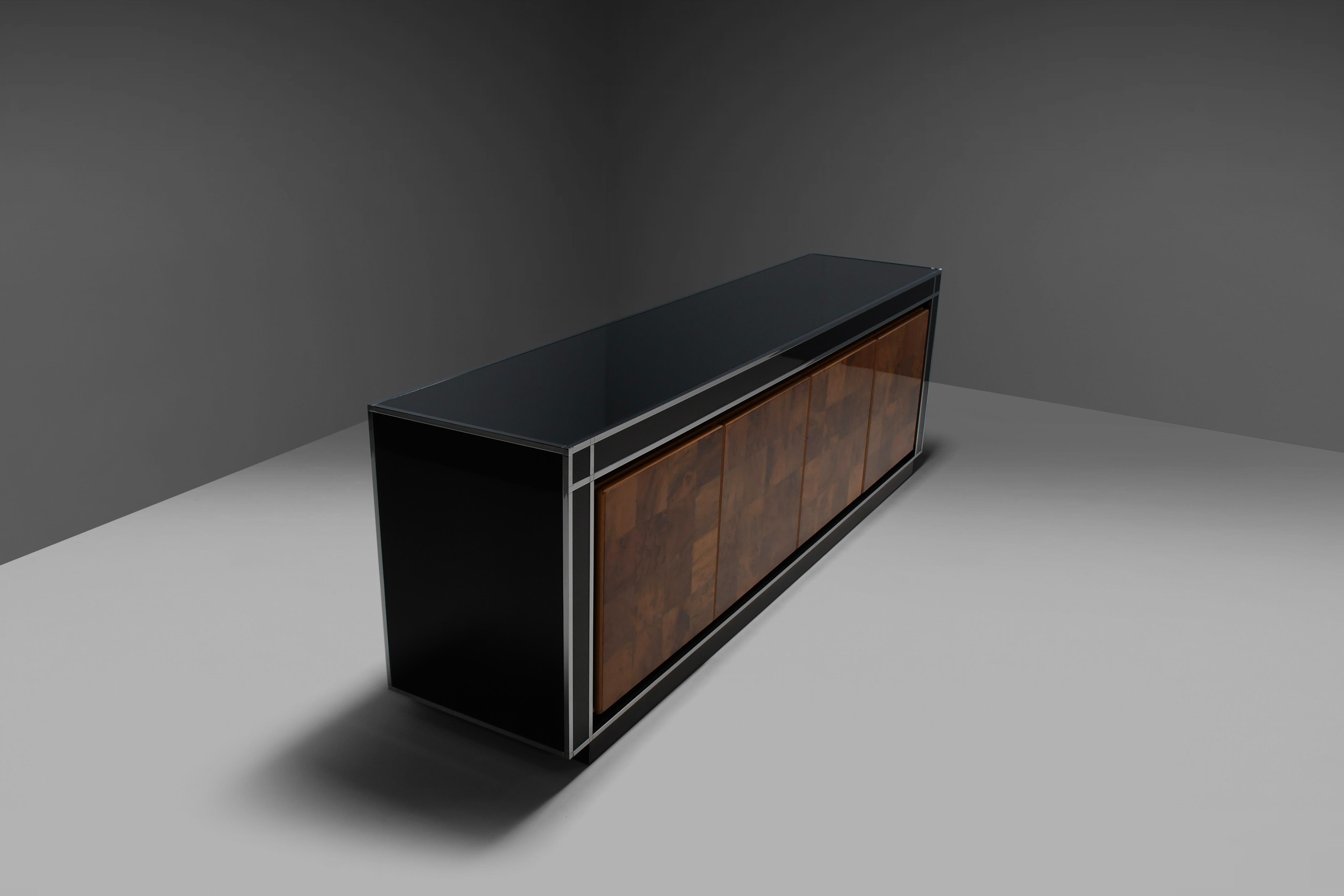 Metal Impressive Italian Sideboard by Willy Rizzo for Mario Sabot, 1970s For Sale
