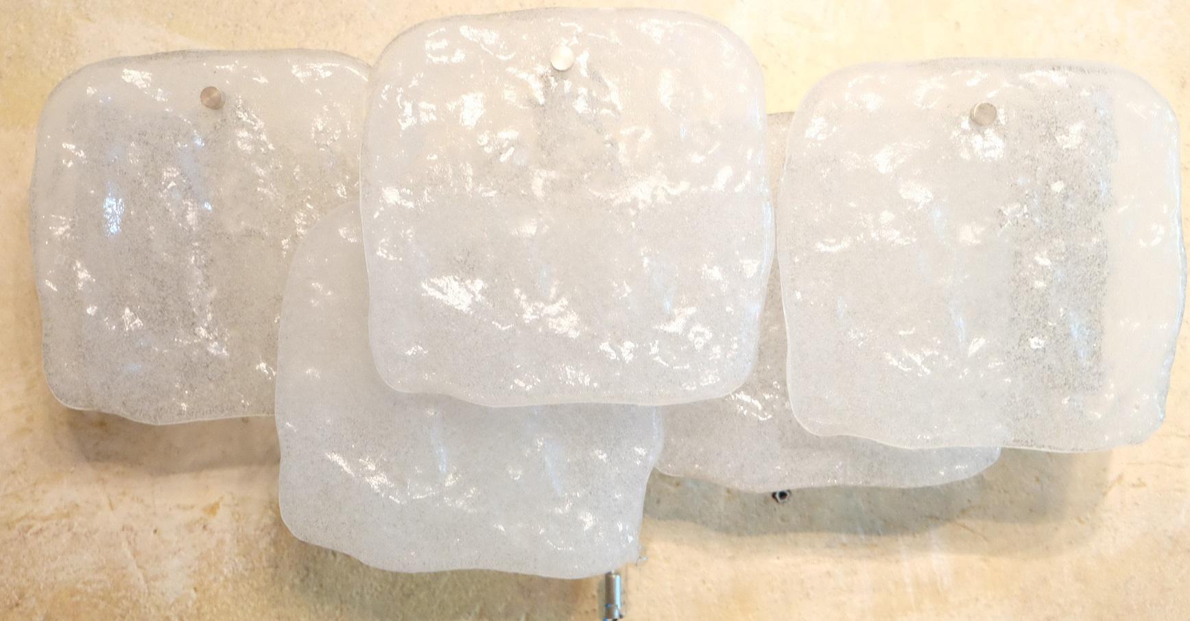 Impressive Kalmar Five-Panel Ice Glass Sconce, 1960s In Good Condition For Sale In Berlin, DE