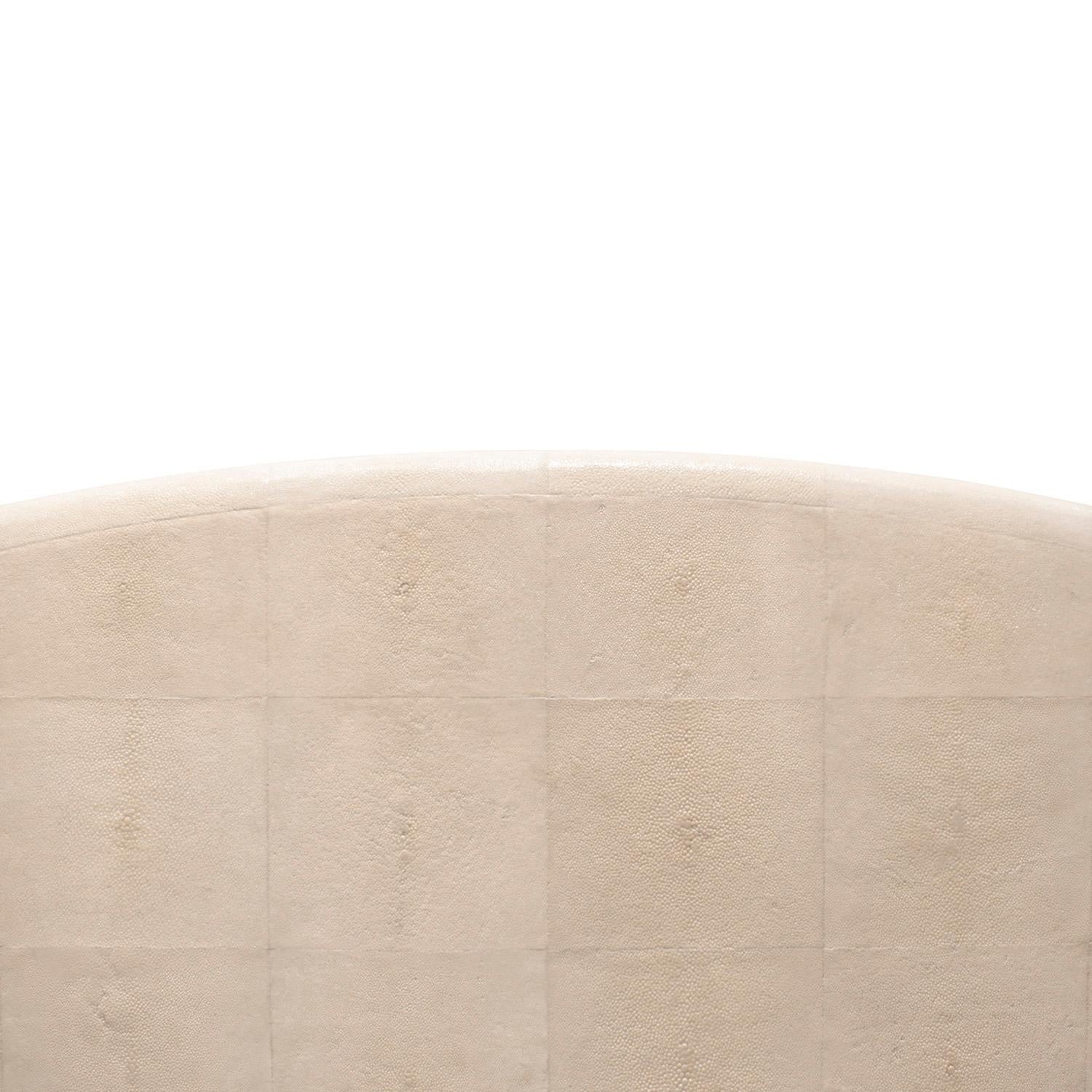 Hand-Crafted Impressive King Size Headboard in Ivory Shagreen 1980s For Sale
