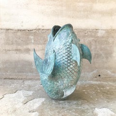 Impressionnant Poisson Koi Sculpture en bronze massif Lovely Legendary Japanese Art