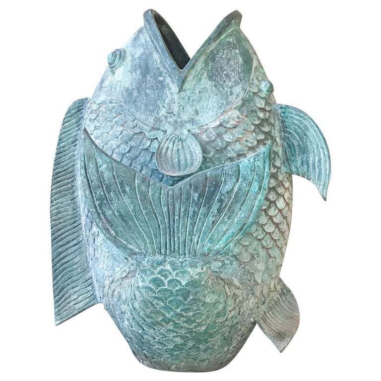 Impressive Koi Fish Sculpture in Solid Bronze Lovely Legendary Japanese Art at 1stDibs