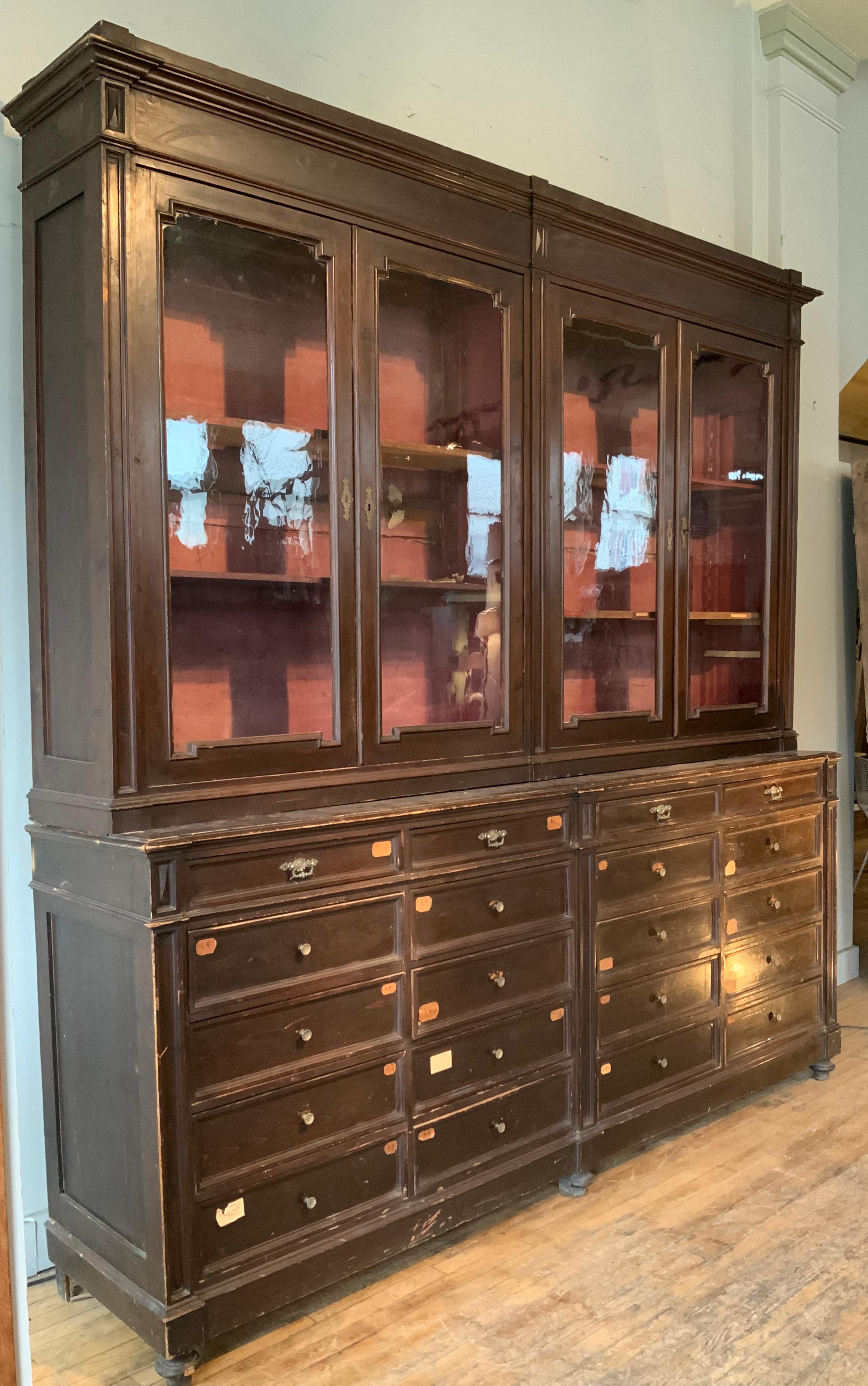 Impressive Large 19th Century Italian Mercantile Cabinet In Good Condition For Sale In Hudson, NY
