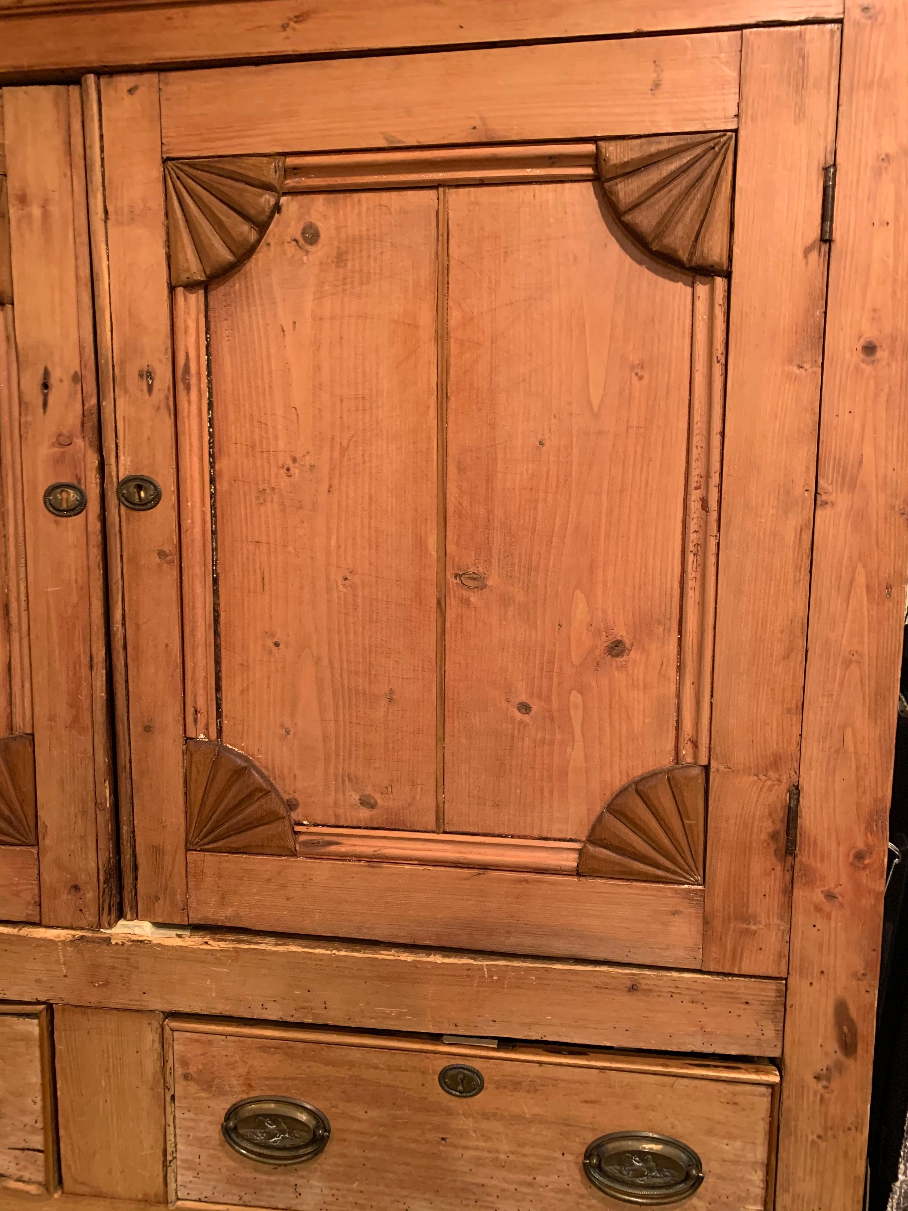 Impressive Large 19th Century Rustic Irish Pine Cabinet For Sale 8