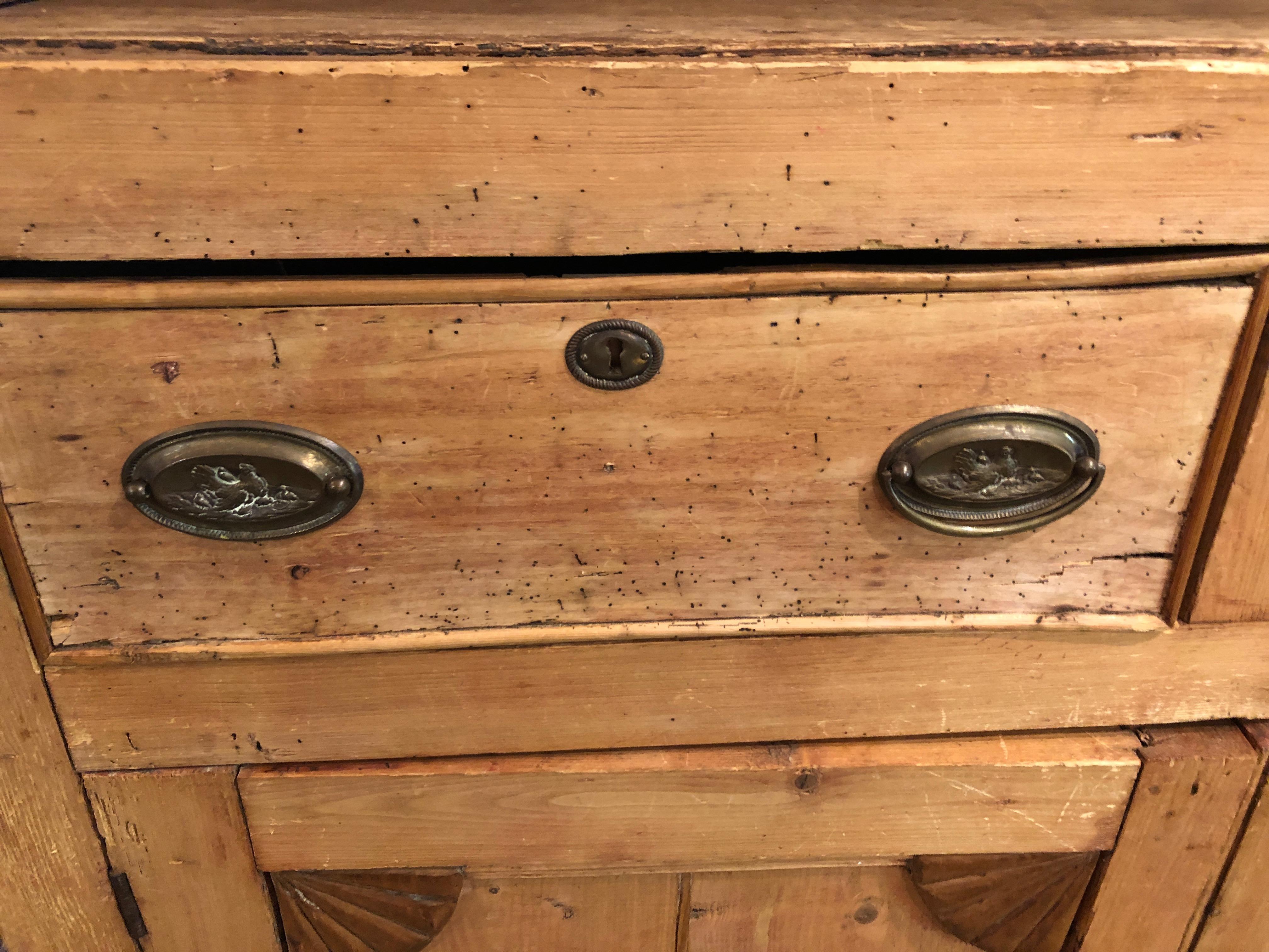 American Impressive Large 19th Century Rustic Irish Pine Cabinet